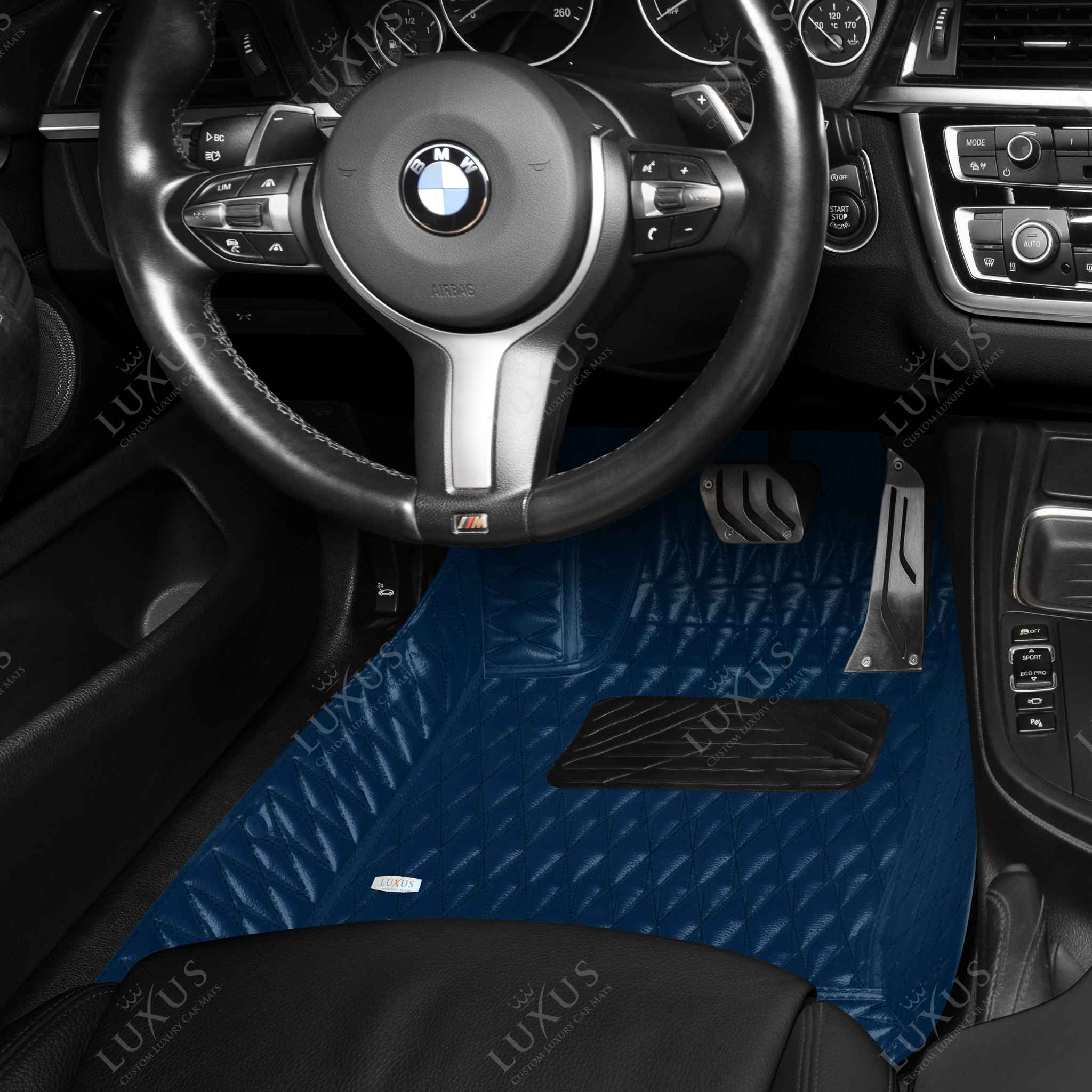 Luxus Premium Twin-Diamond Custom Luxury Car Mats Set | Midnight Blue