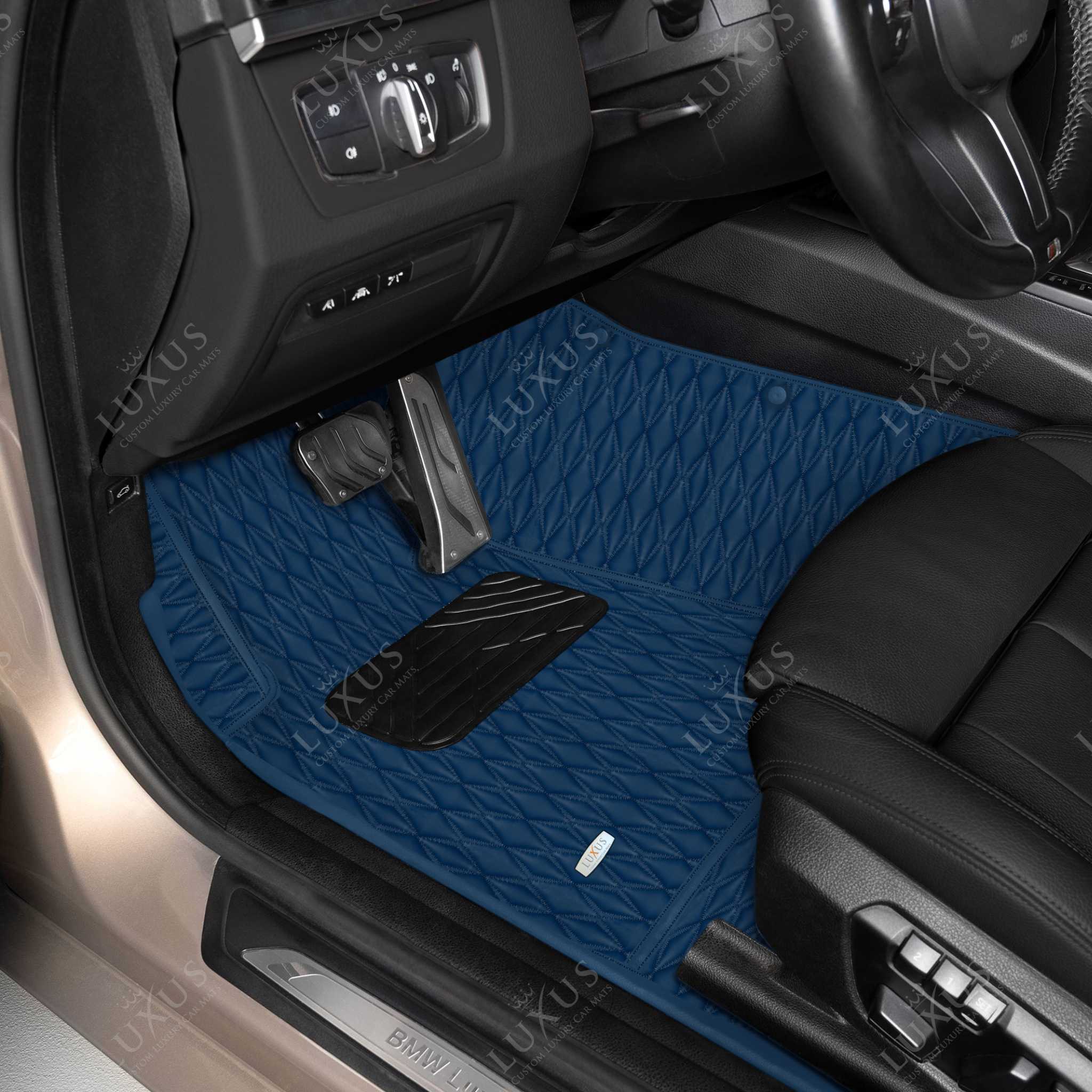 Luxus Premium Twin-Diamond Custom Luxury Car Mats Set | Midnight Blue