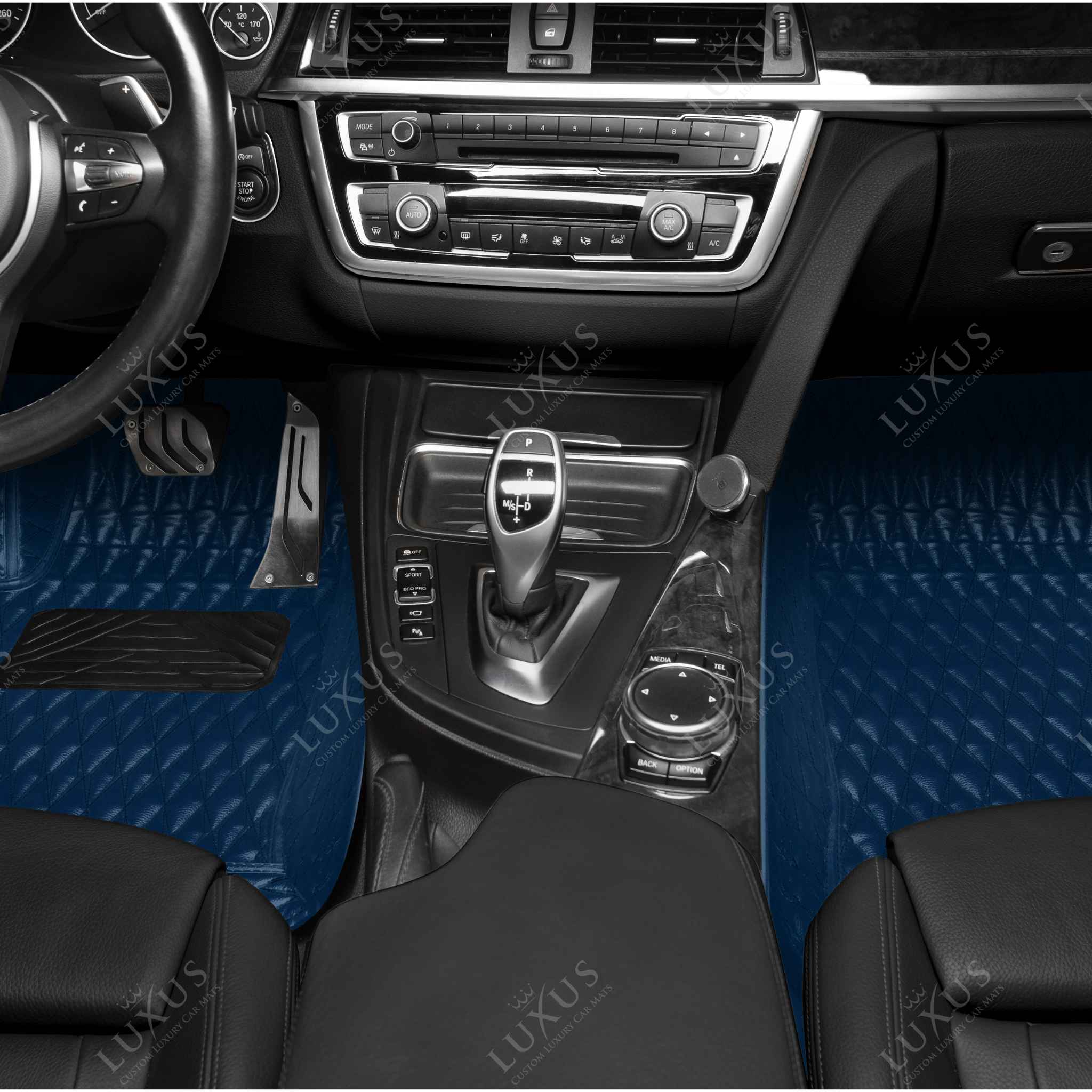 Luxus Premium Twin-Diamond Custom Luxury Car Mats Set | Midnight Blue