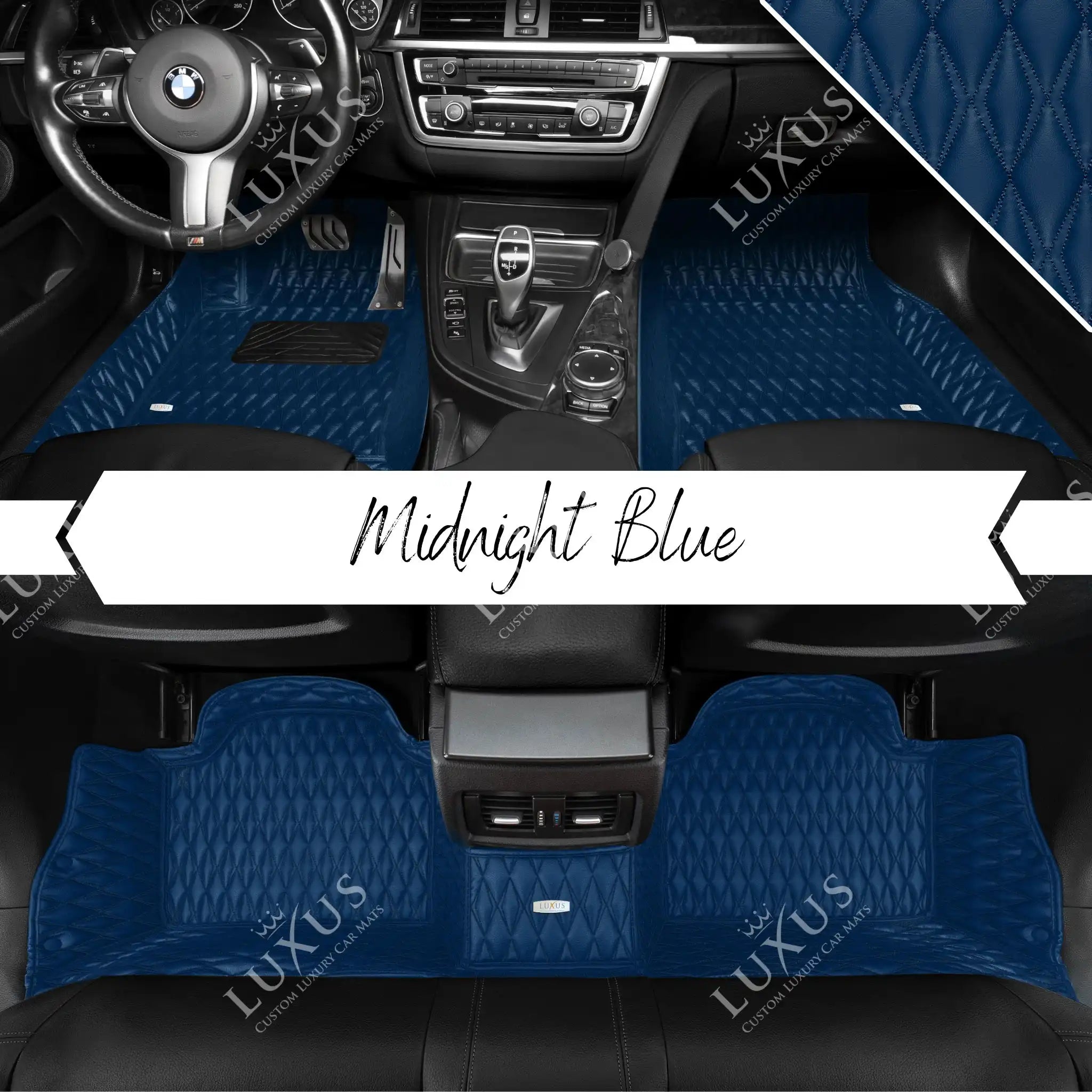 Luxus Premium Twin-Diamond Custom Luxury Car Mats Set | Midnight Blue