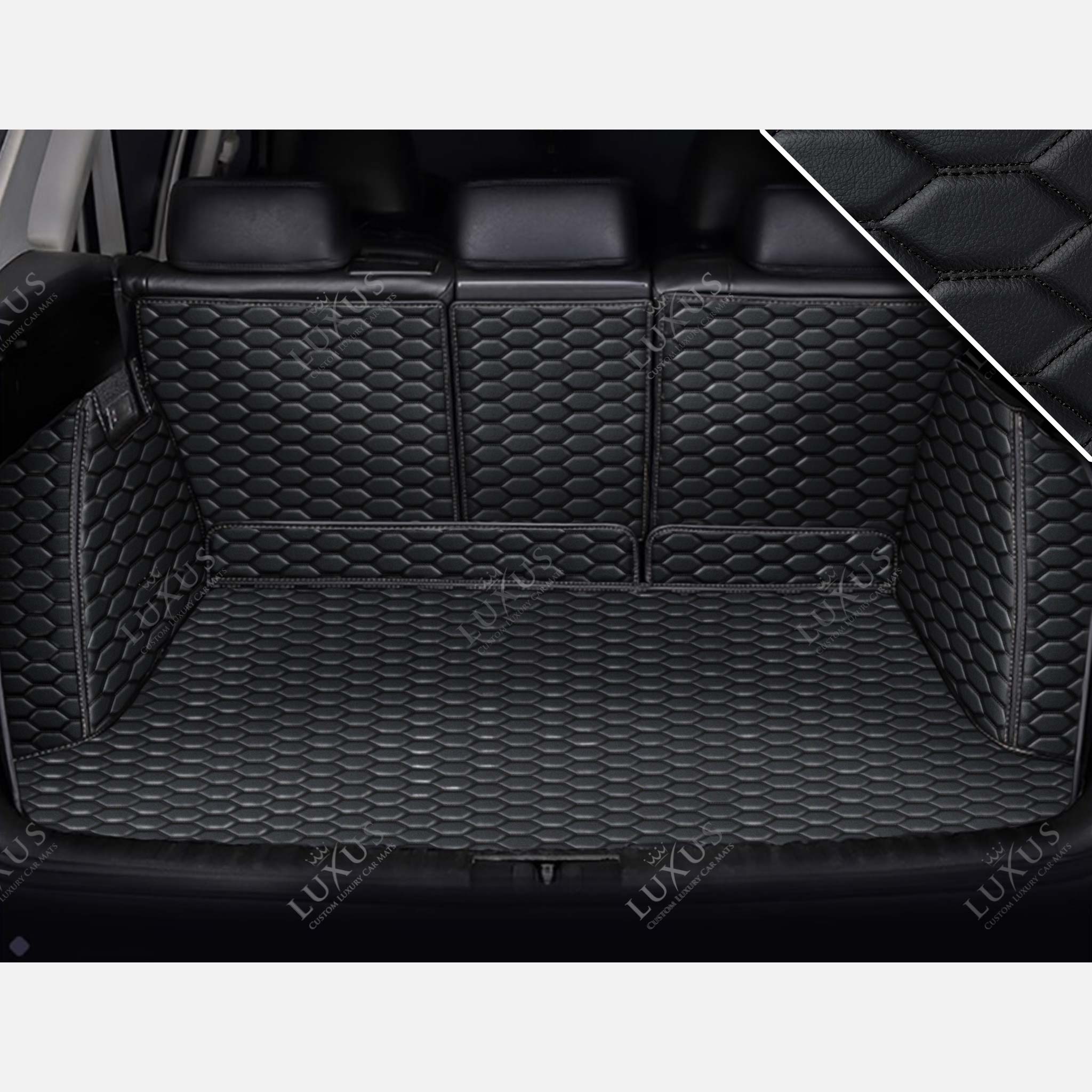 Luxus 360Fit Premium Honeycomb Custom Trunk Liner | Black & Black Stitching