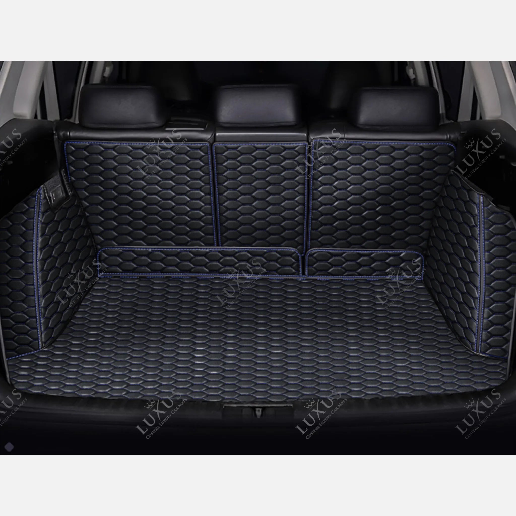 Luxus 360Fit Premium Honeycomb Custom Trunk Liner | Black & Blue Stitching