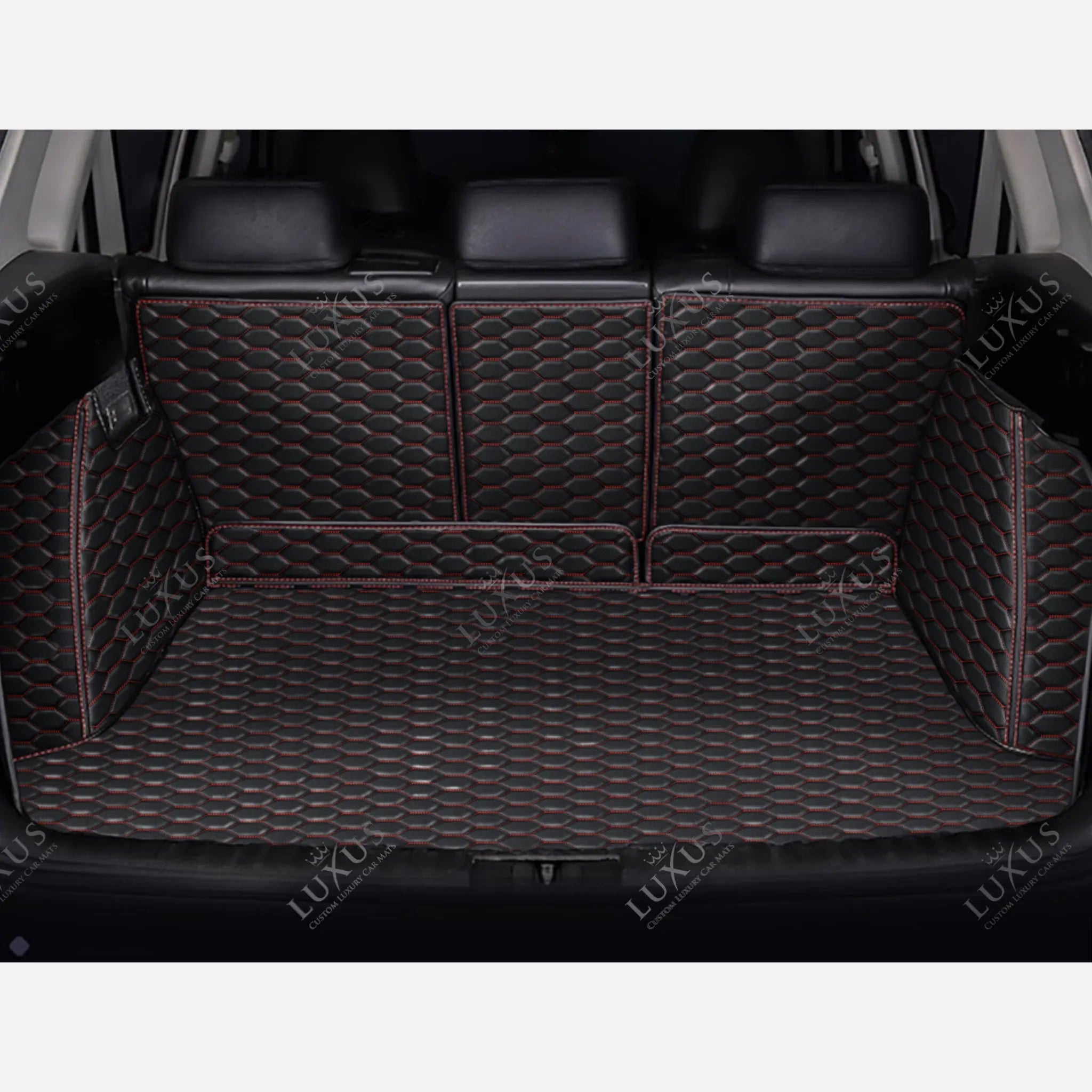 Luxus 360Fit Premium Honeycomb Custom Trunk Liner | Black & Red Stitching