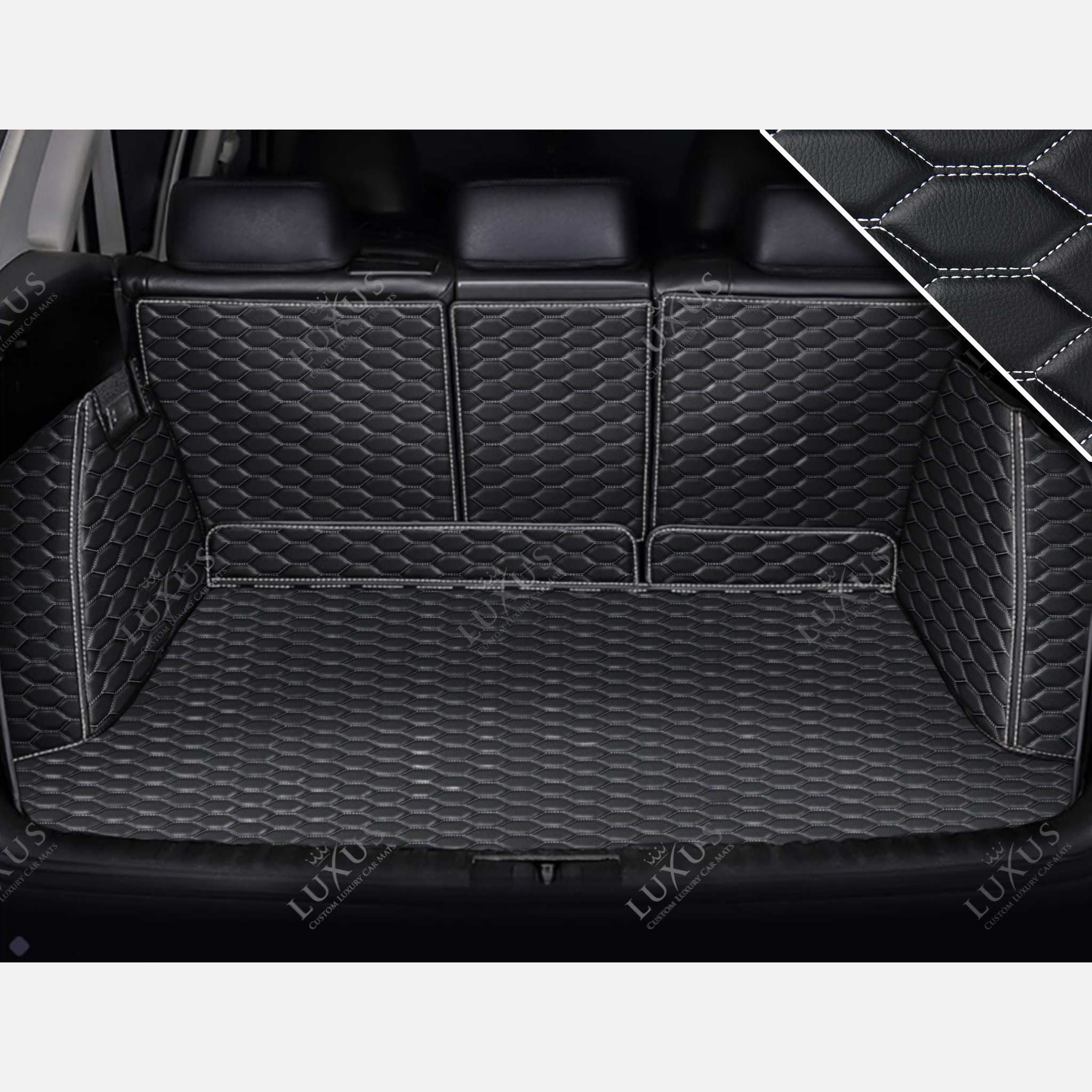 Luxus 360Fit Premium Honeycomb Custom Trunk Liner | Black & White Stitching