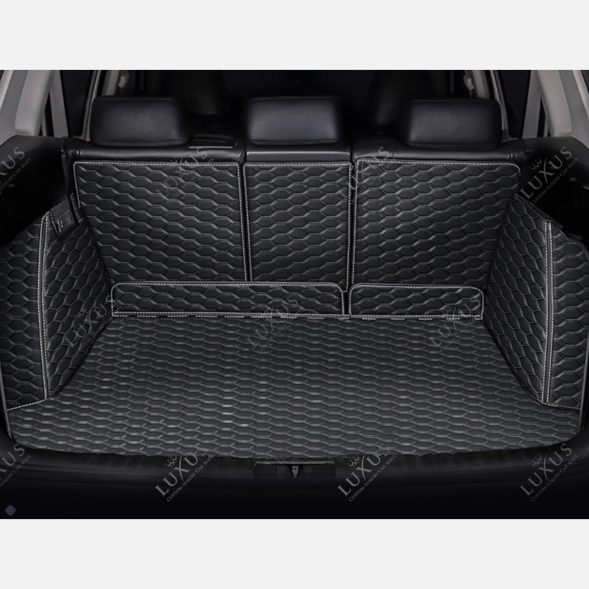 Luxus 360Fit Premium Honeycomb Custom Trunk Liner | Black & White Stitching