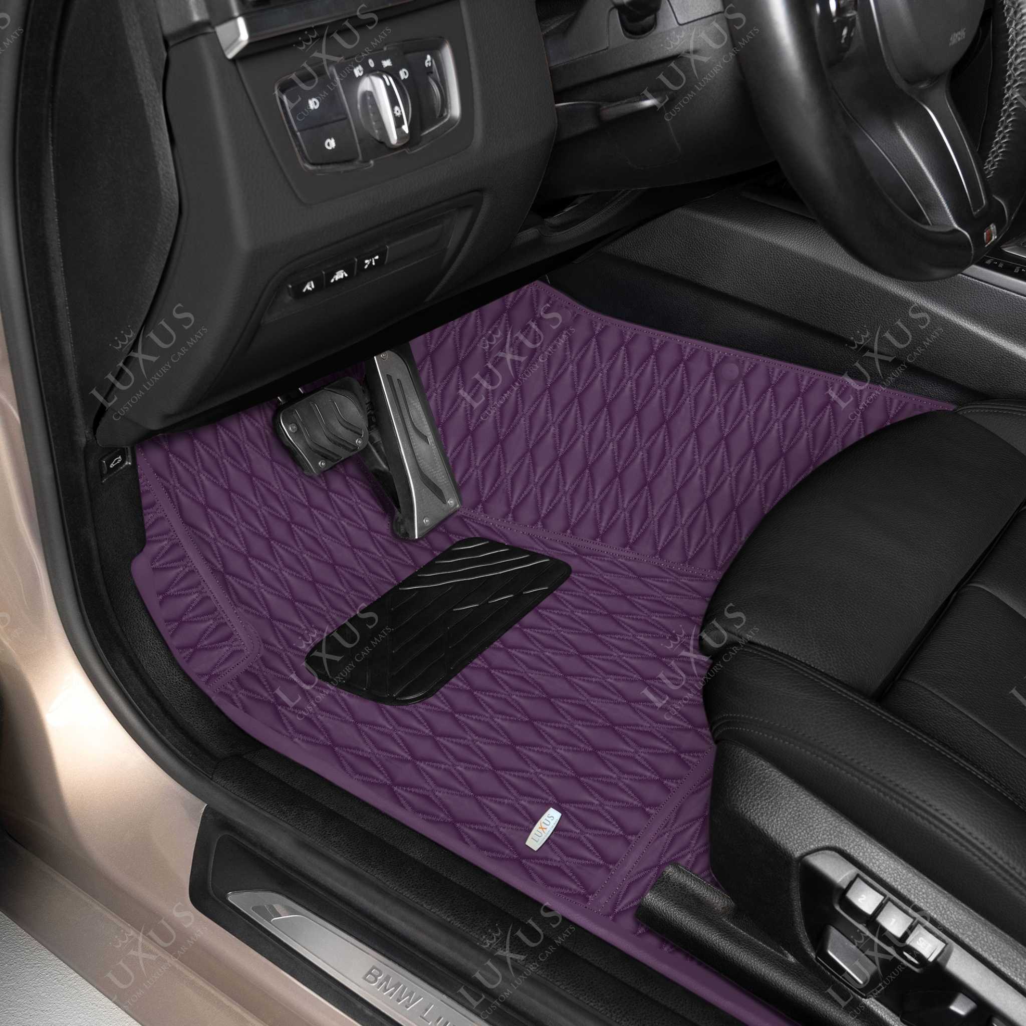 Luxus Premium Twin-Diamond Custom Luxury Car Mats Set | Plum Purple