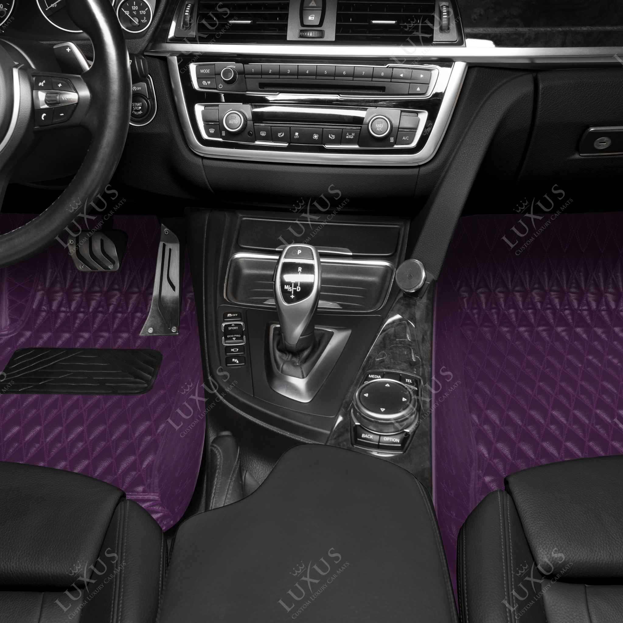 Luxus Premium Twin-Diamond Custom Luxury Car Mats Set | Plum Purple