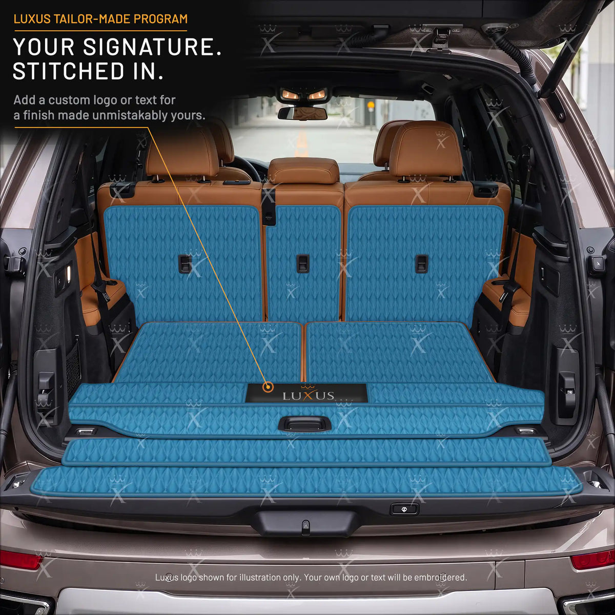 Luxus Car Mats™ - Zwarte en zwarte stiksels 3D luxe lederen koffer-/koffermat