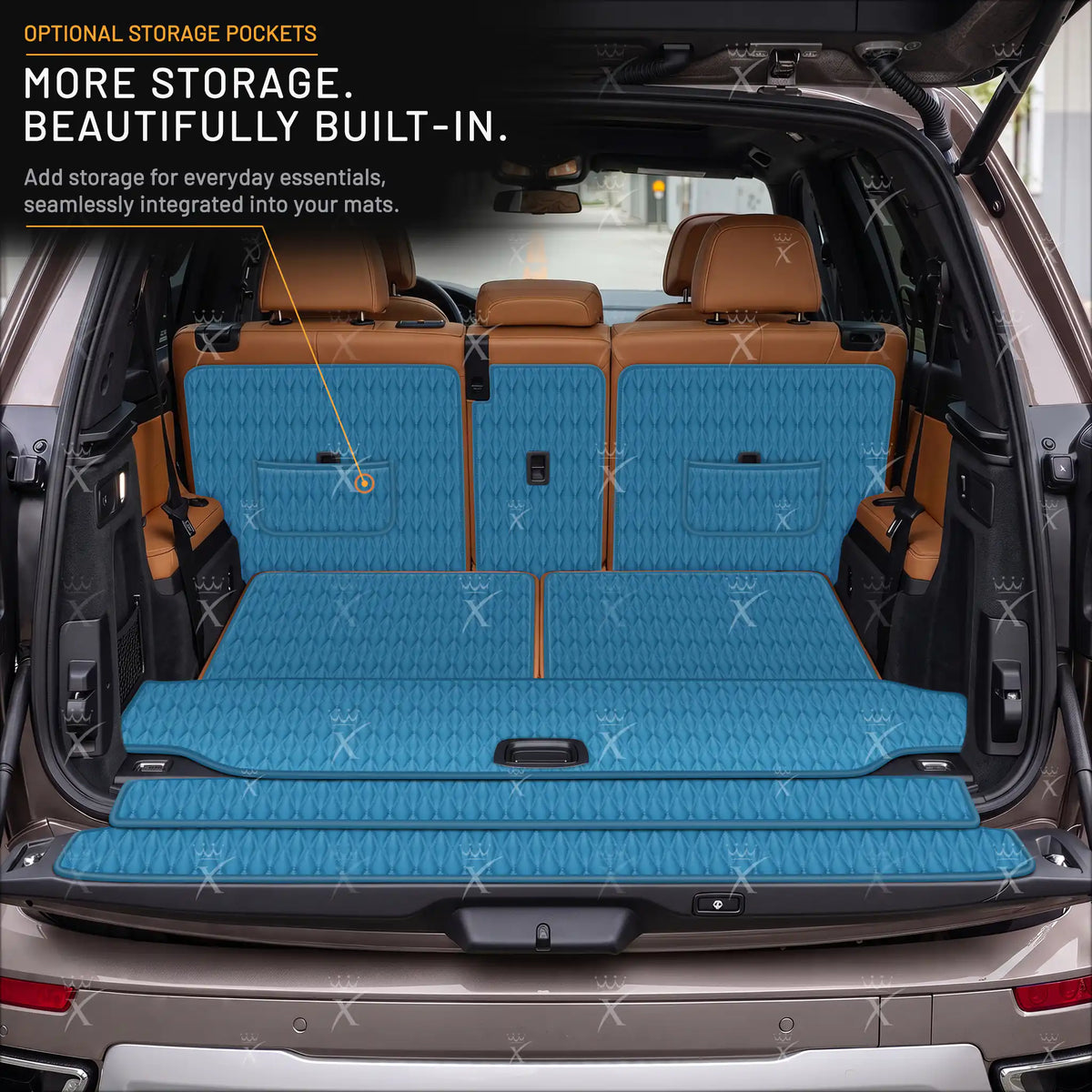 Luxus Car Mats™ - Zwarte en zwarte stiksels 3D luxe lederen koffer-/koffermat