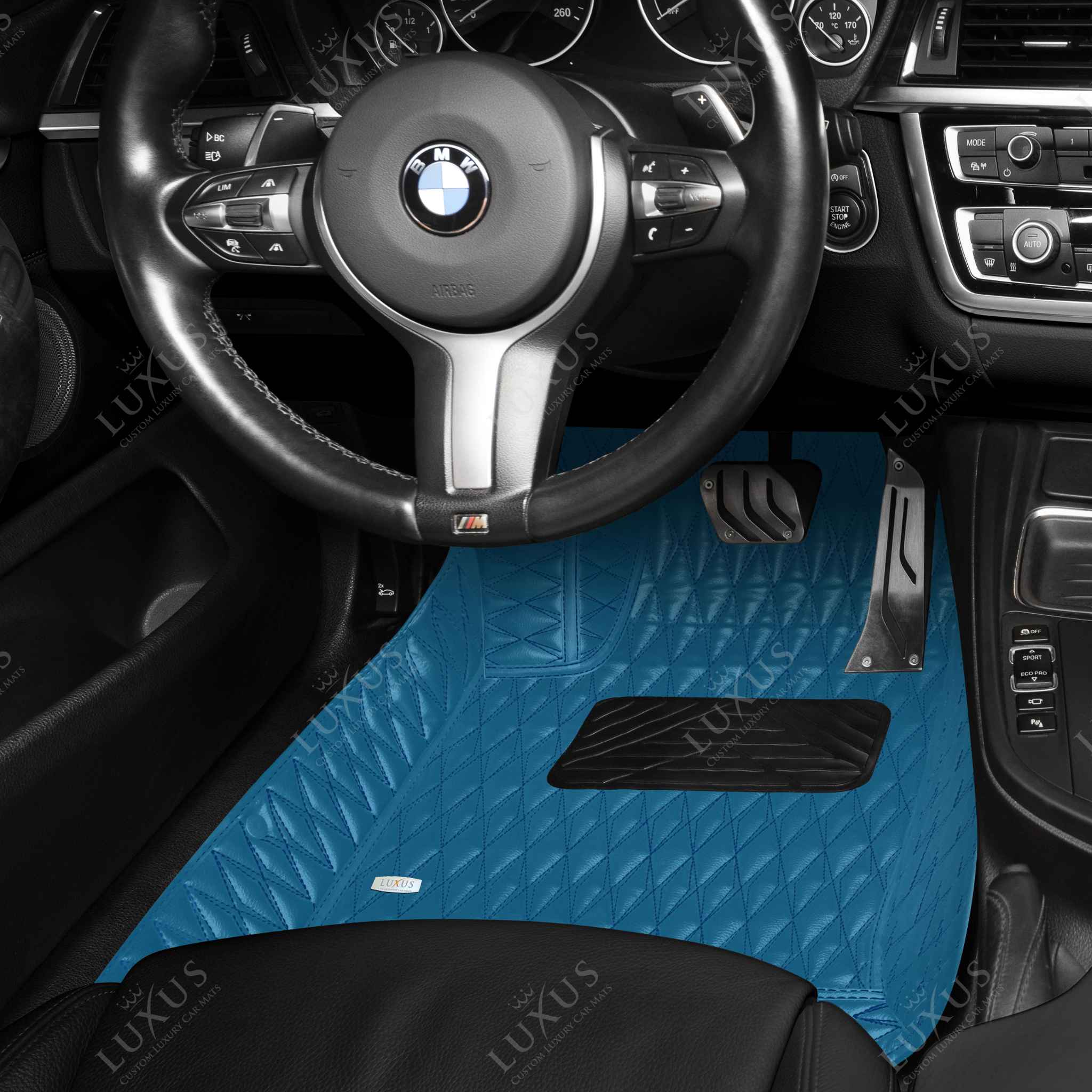 Luxus Premium Twin-Diamond Custom Luxury Car Mats Set | Sky Blue