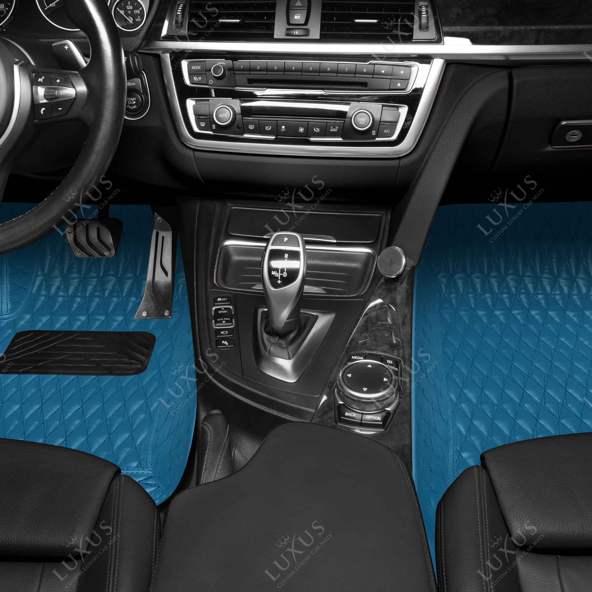 Luxus Premium Twin-Diamond Custom Luxury Car Mats Set | Sky Blue