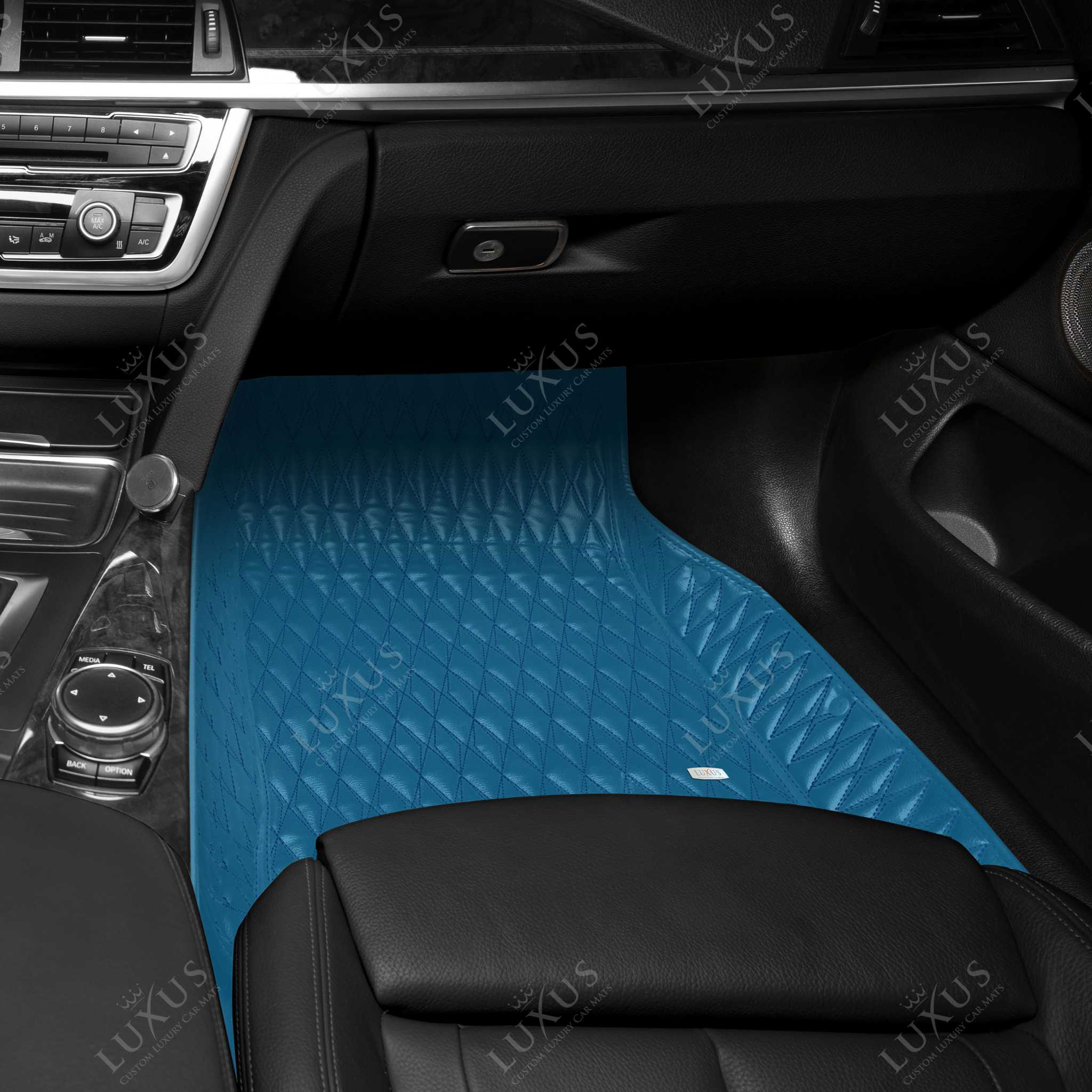 Luxus Premium Twin-Diamond Custom Luxury Car Mats Set | Sky Blue