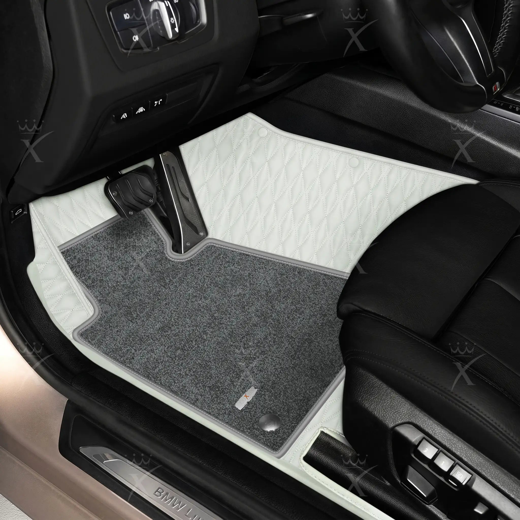 Luxus Twin-Diamond Double Layer Series Floor Mats | Snow White & Graphite Shadow Top Carpet