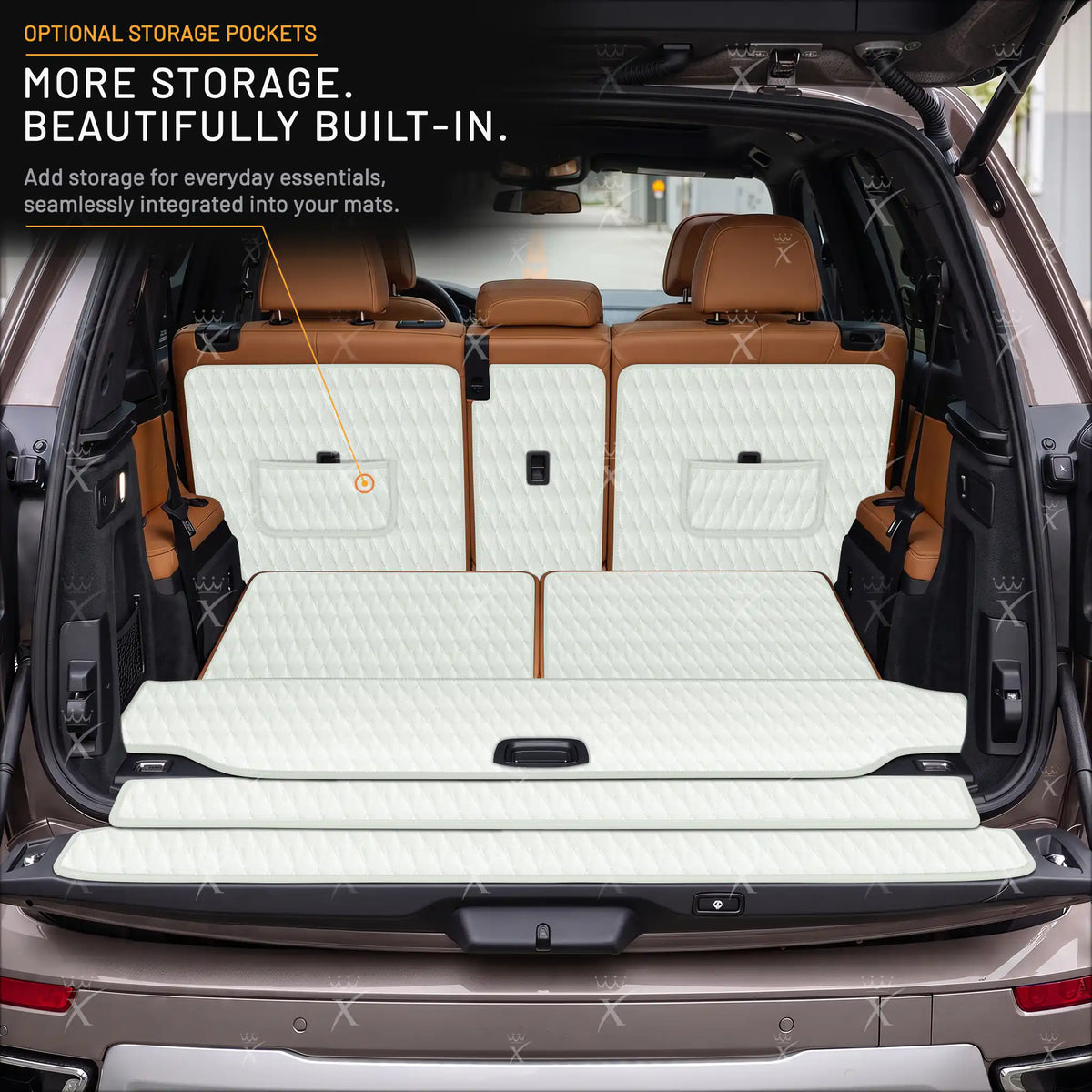 Luxus Car Mats™ – 3D-Luxus-Leder-Kofferraum-/Kofferraummatte in Schwarz und Schwarz mit Nähten