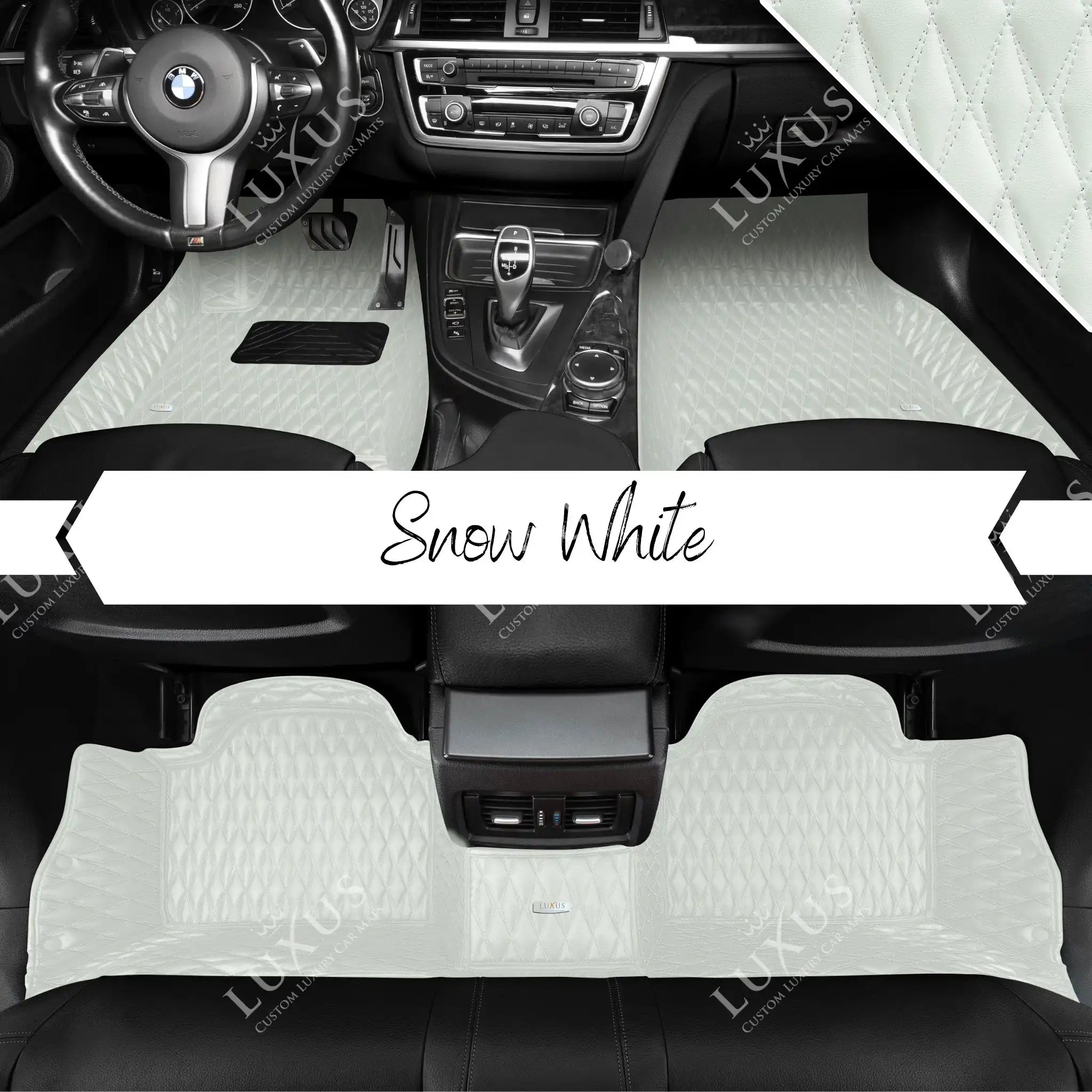 Luxus Premium Twin-Diamond Custom Luxury Car Mats Set | Snow White