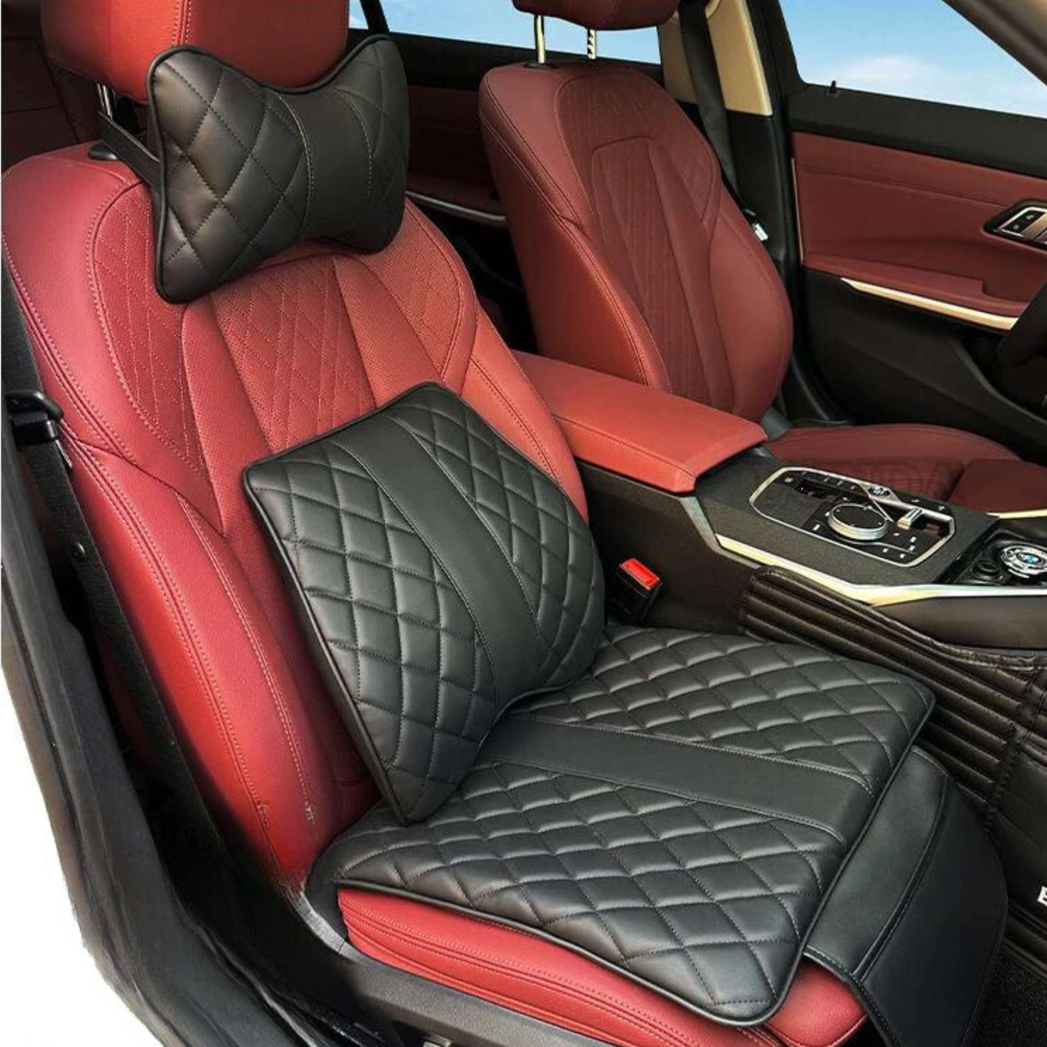 Luxus Premium Diamond Stitching Seat Cushion & Lumbar Support