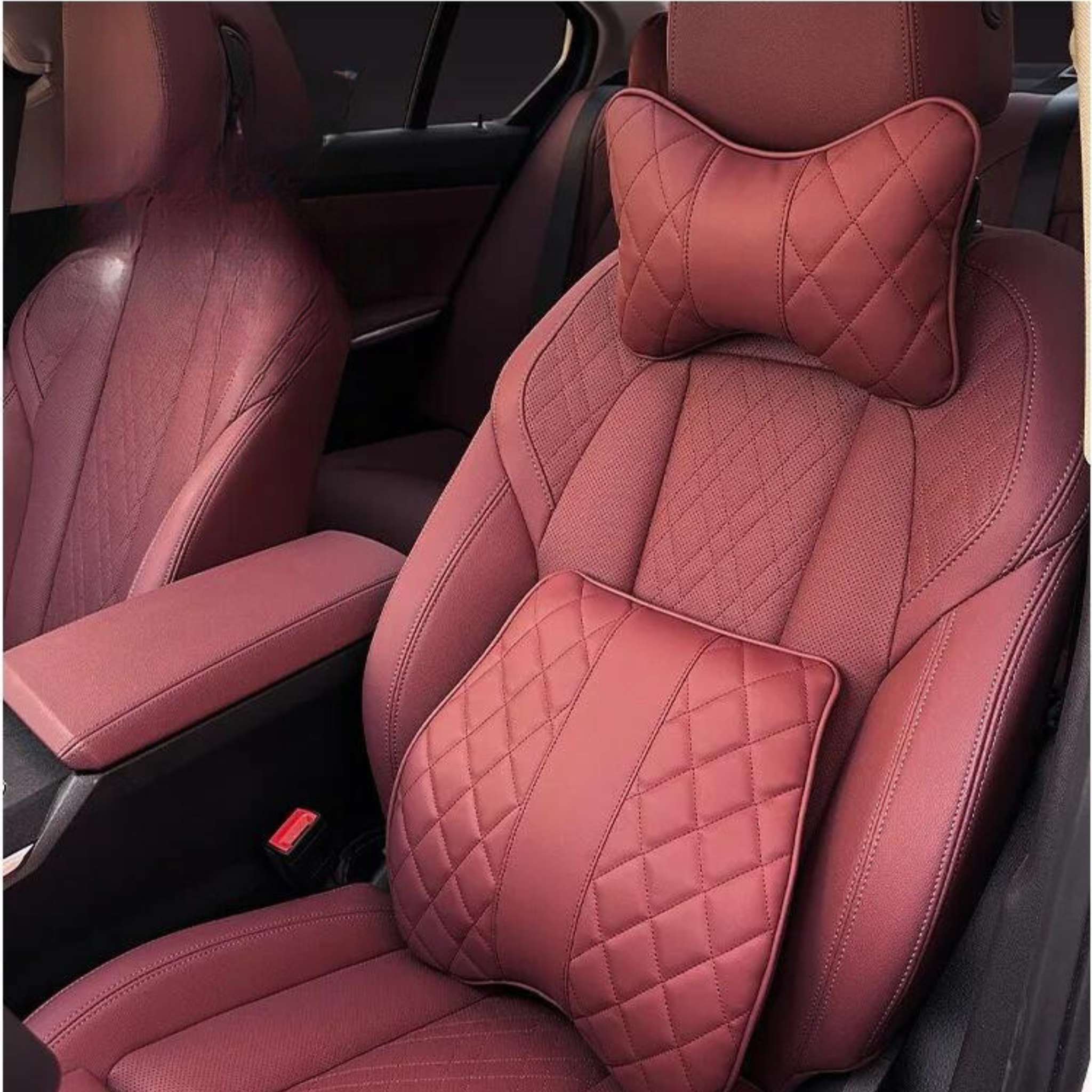 Luxus Premium Diamond Stitching Seat Cushion & Lumbar Support