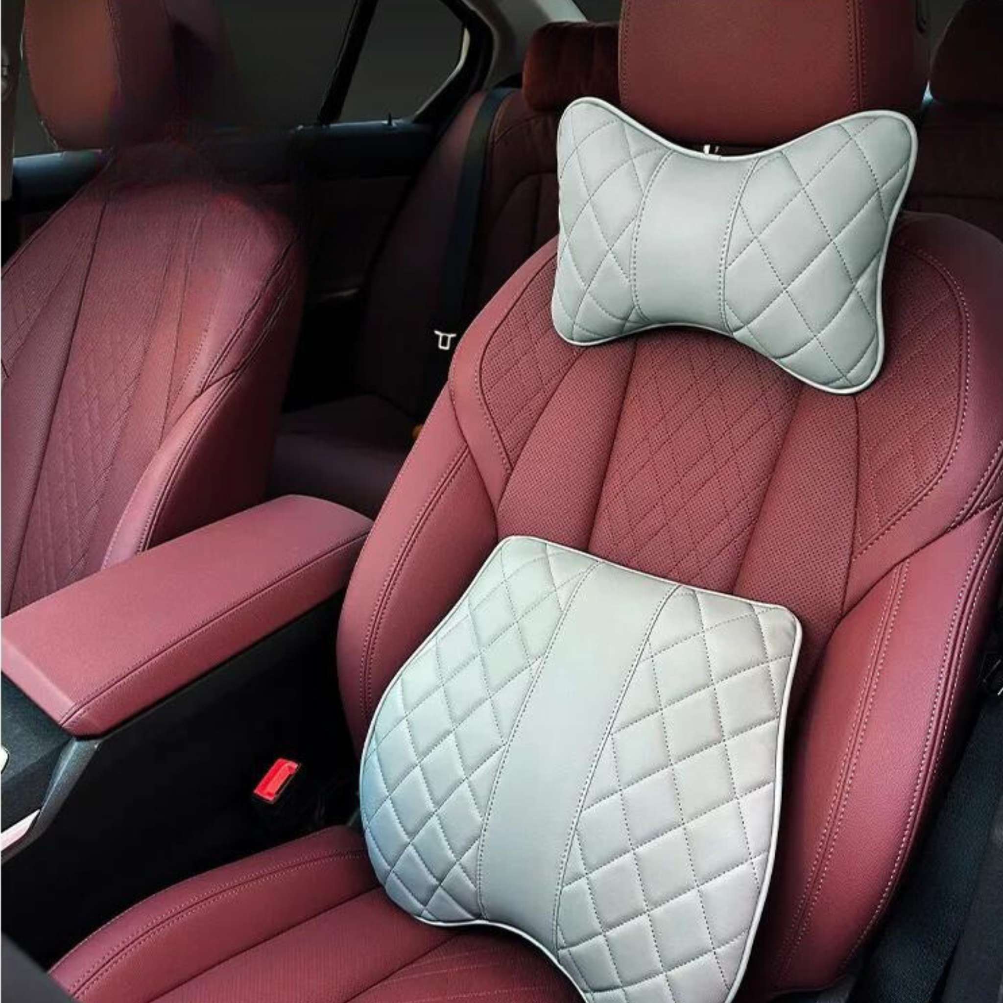 Luxus Premium Diamond Stitching Seat Cushion & Lumbar Support