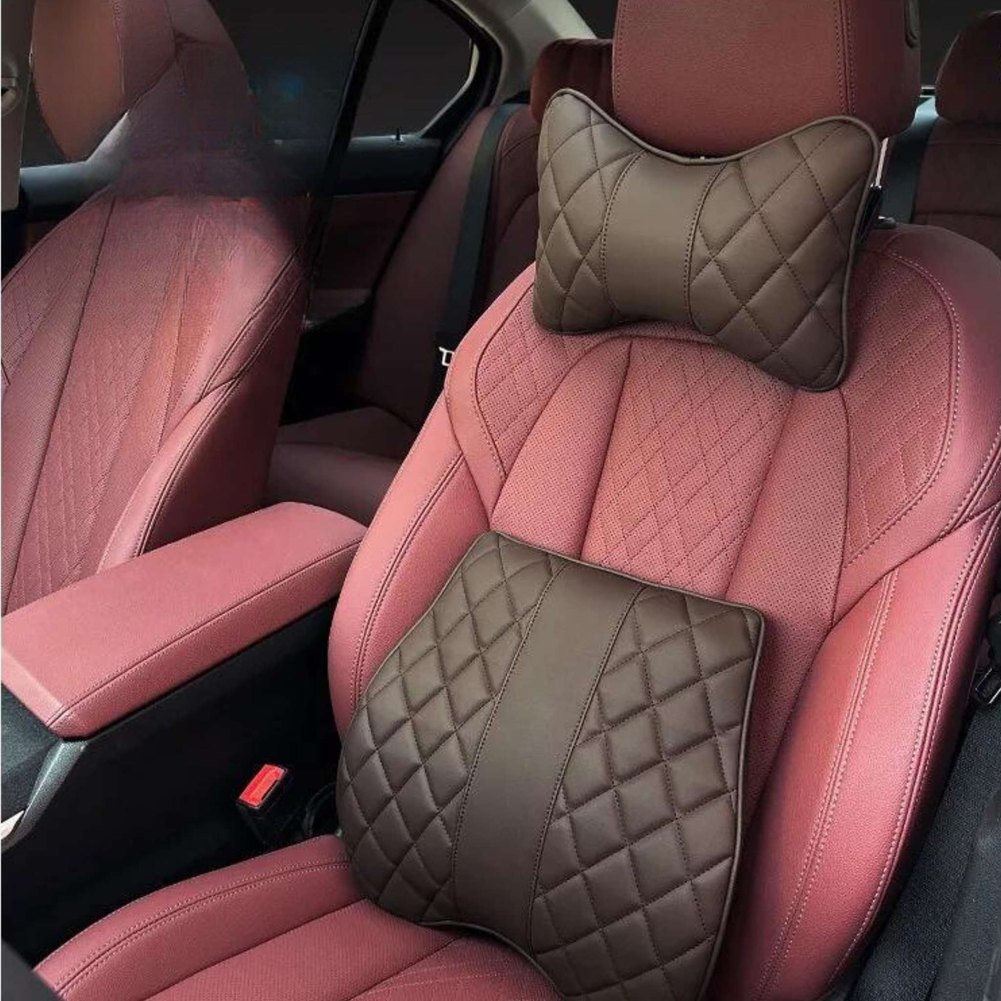 Luxus Premium Diamond Stitching Seat Cushion & Lumbar Support