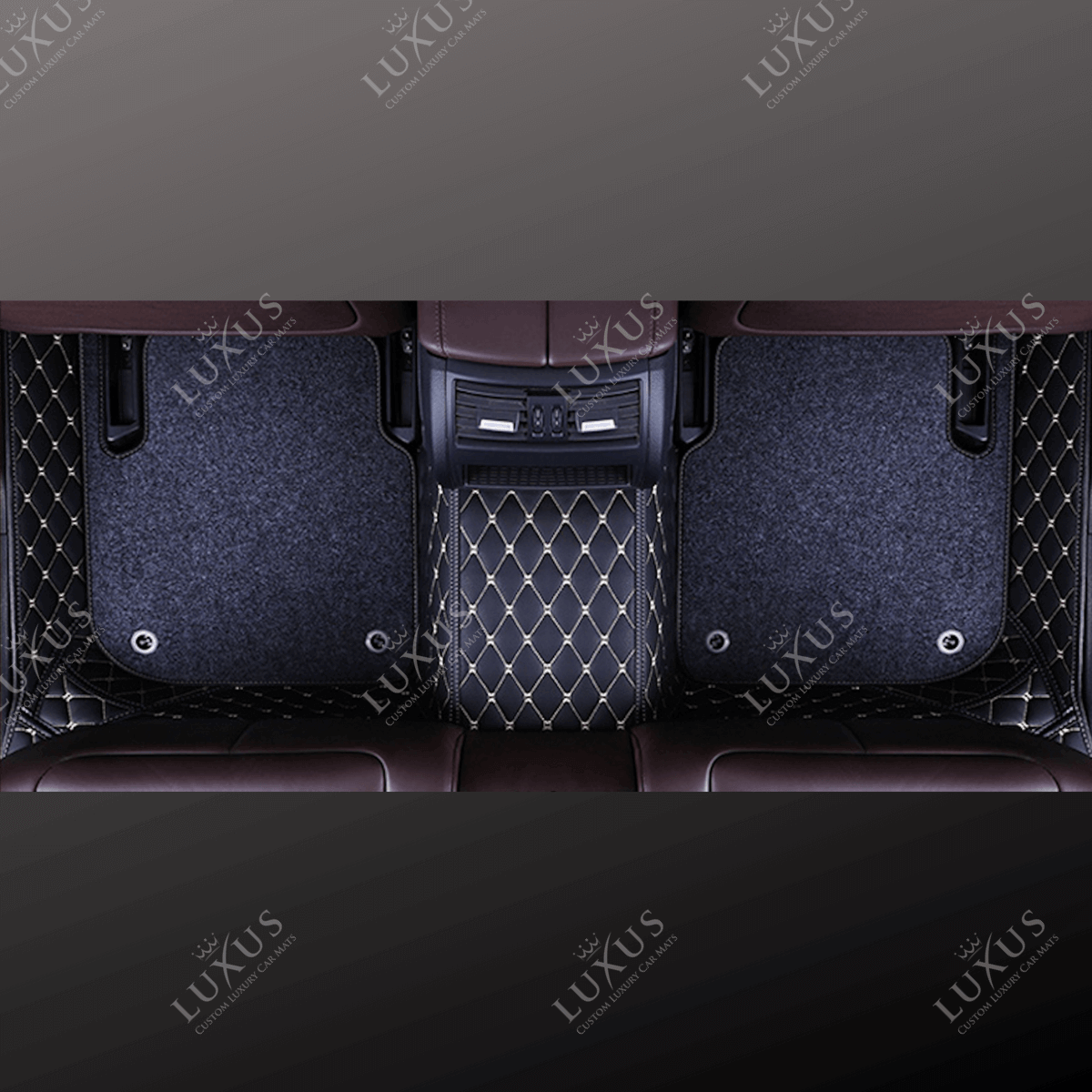 Luxus Car Mats™ - Set di tappetini per auto di lusso con cuciture nere e blu