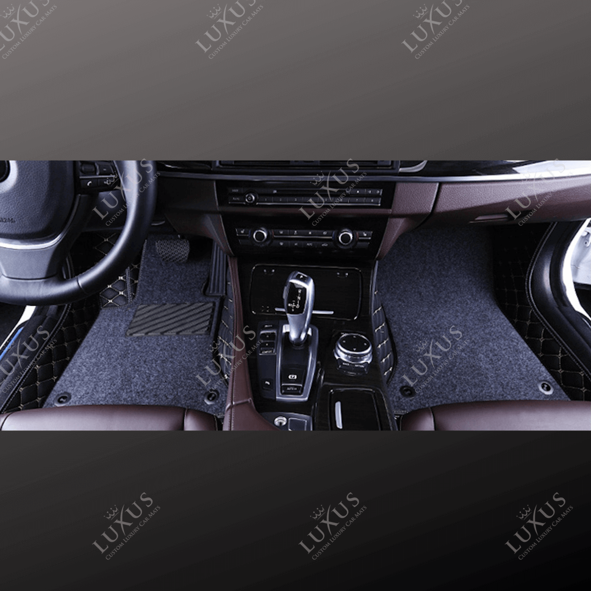 Luxus Car Mats™ - Set di tappetini per auto di lusso con cuciture nere e blu