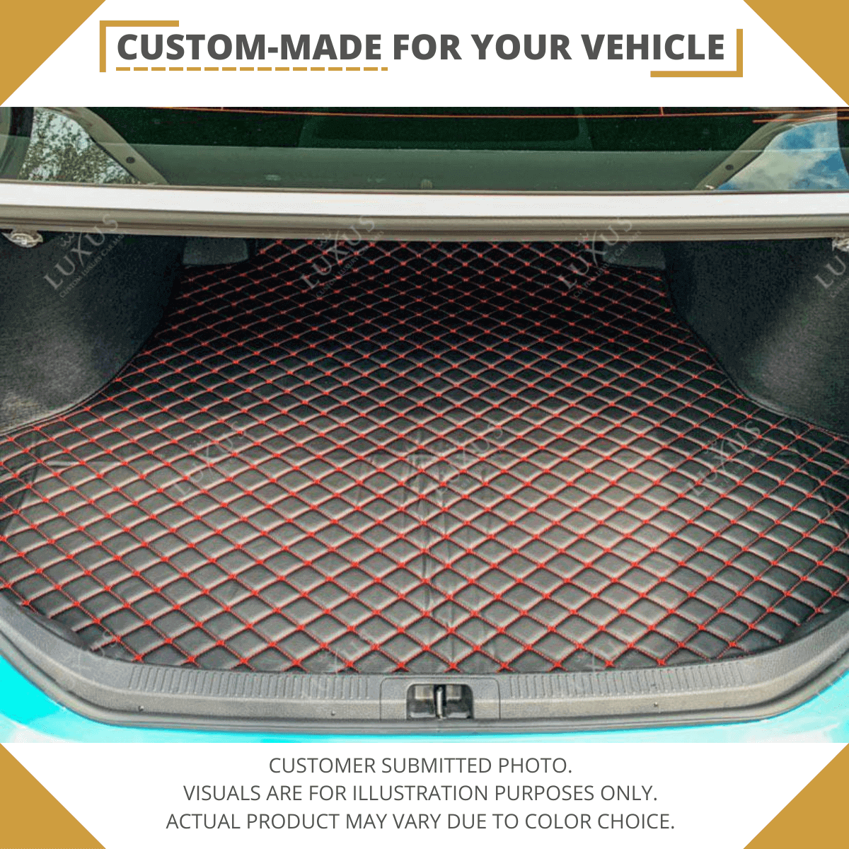 Luxus Premium Twin-Diamond Custom Base Trunk Liner | Black & White Stitching