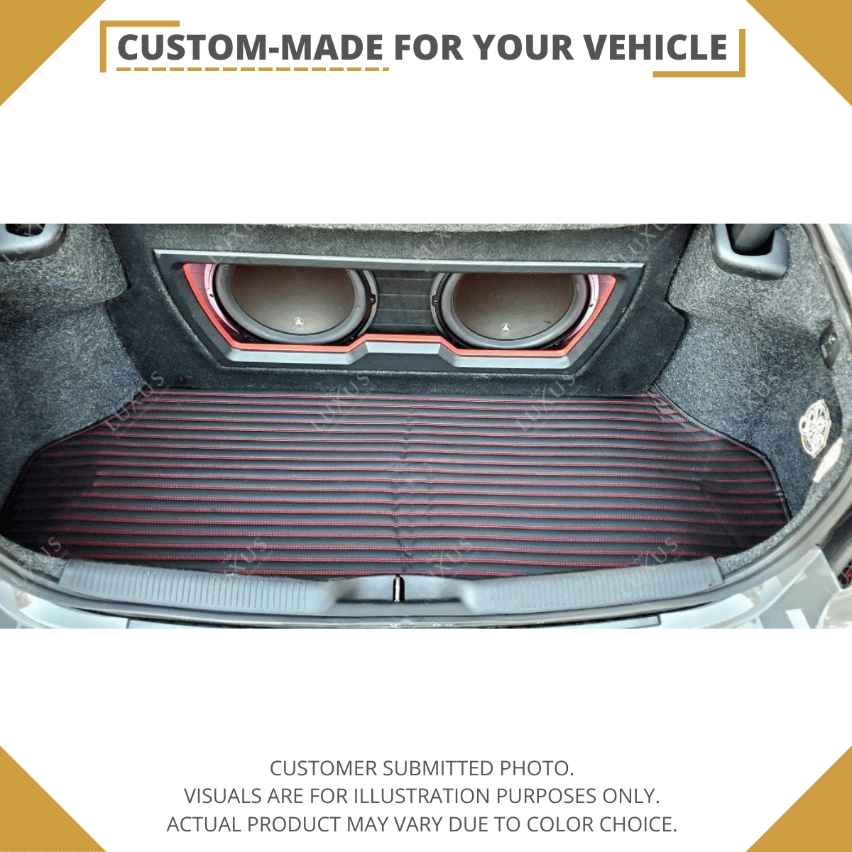 Luxus Premium Twin-Diamond Custom Base Trunk Liner | Black & Beige Stitching