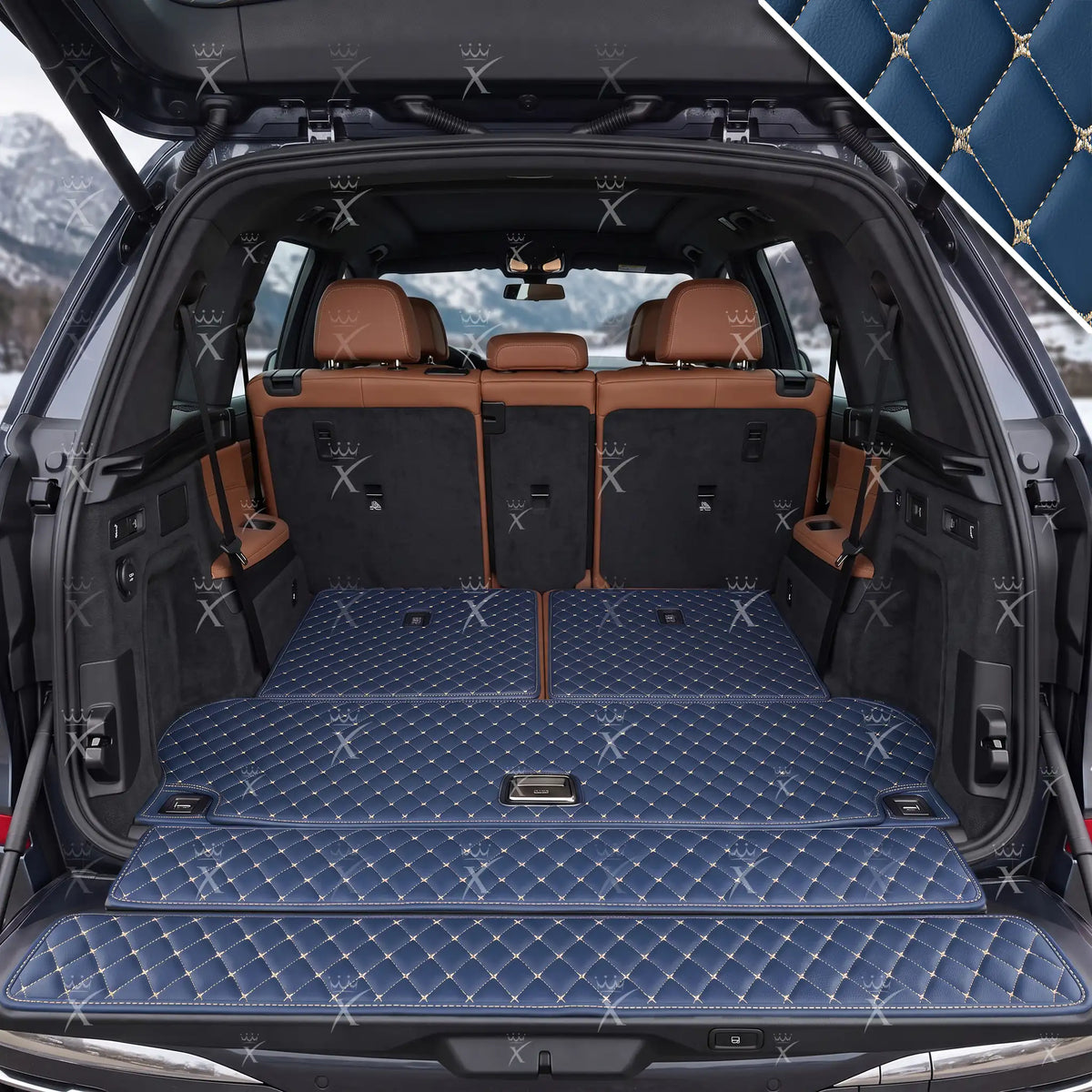 Luxus Car Mats™ – Luxus-Leder-Kofferraum-/Kofferraummatte in Vintage-Blau
