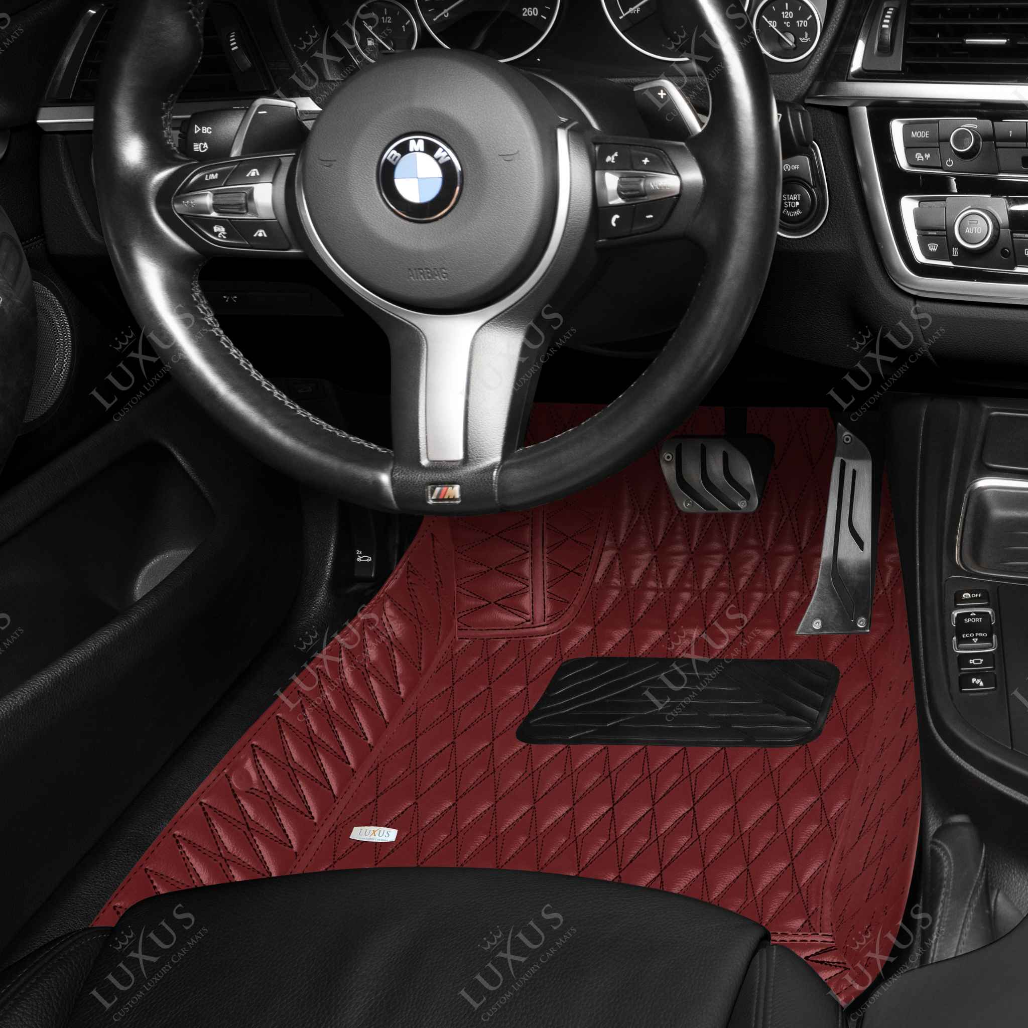 Luxus Premium Twin-Diamond Custom Luxury Car Mats Set | Wine Red