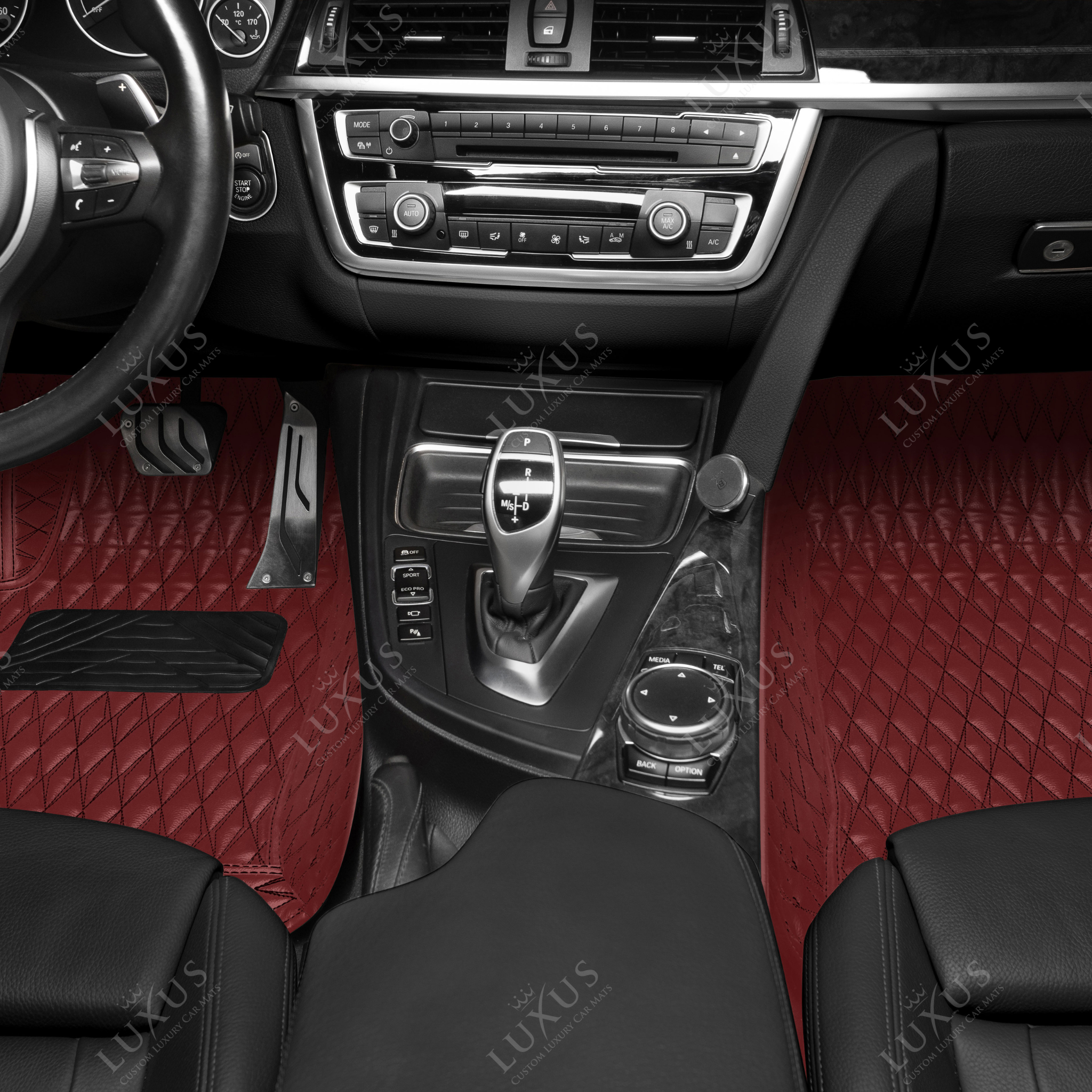 Luxus Premium Twin-Diamond Custom Luxury Car Mats Set | Wine Red
