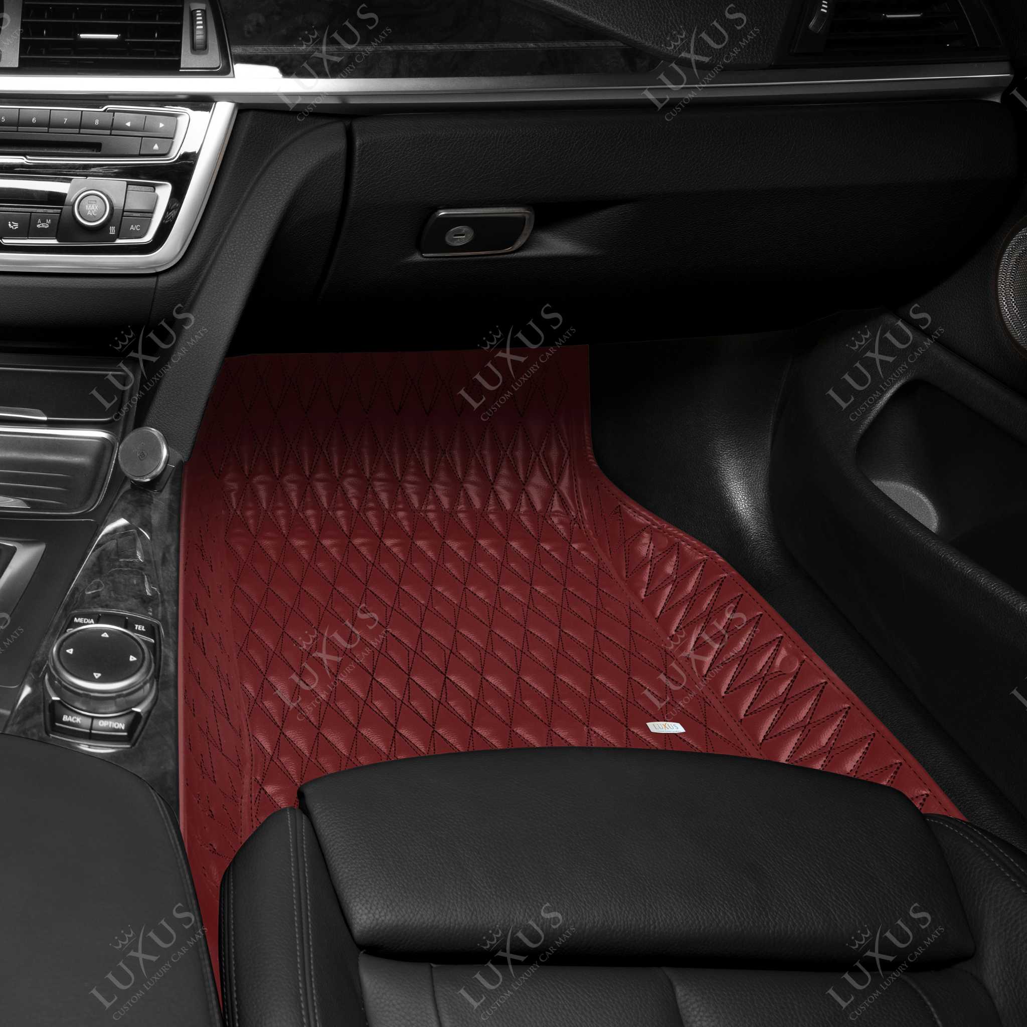 Luxus Premium Twin-Diamond Custom Luxury Car Mats Set | Wine Red