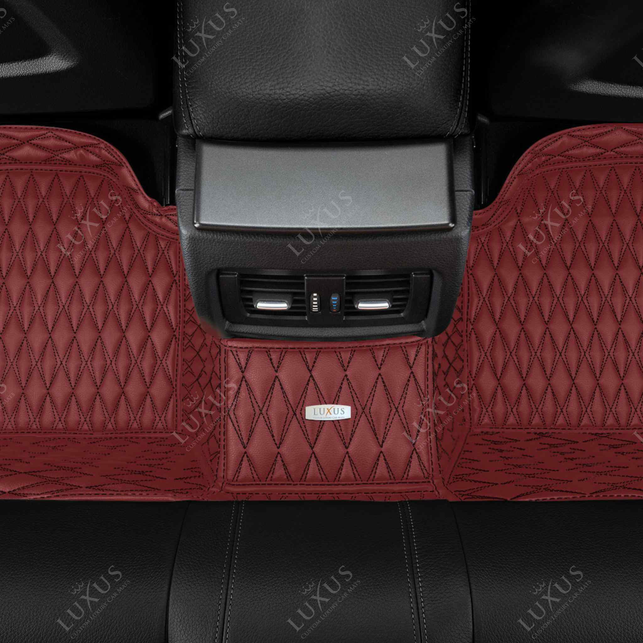 Luxus Premium Twin-Diamond Custom Luxury Car Mats Set | Wine Red