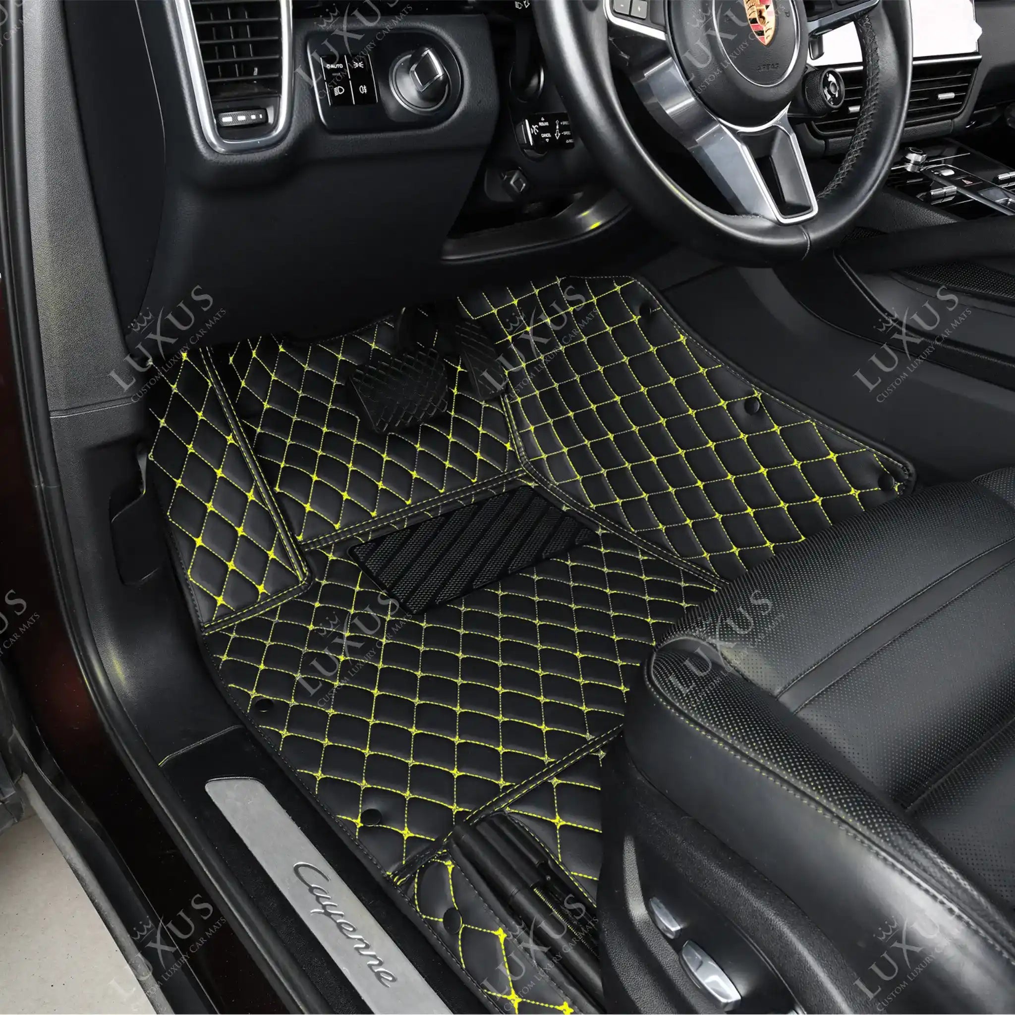 Luxus Car Mats™ – Luxus-Automatten-Set mit schwarzen und gelben Nähten