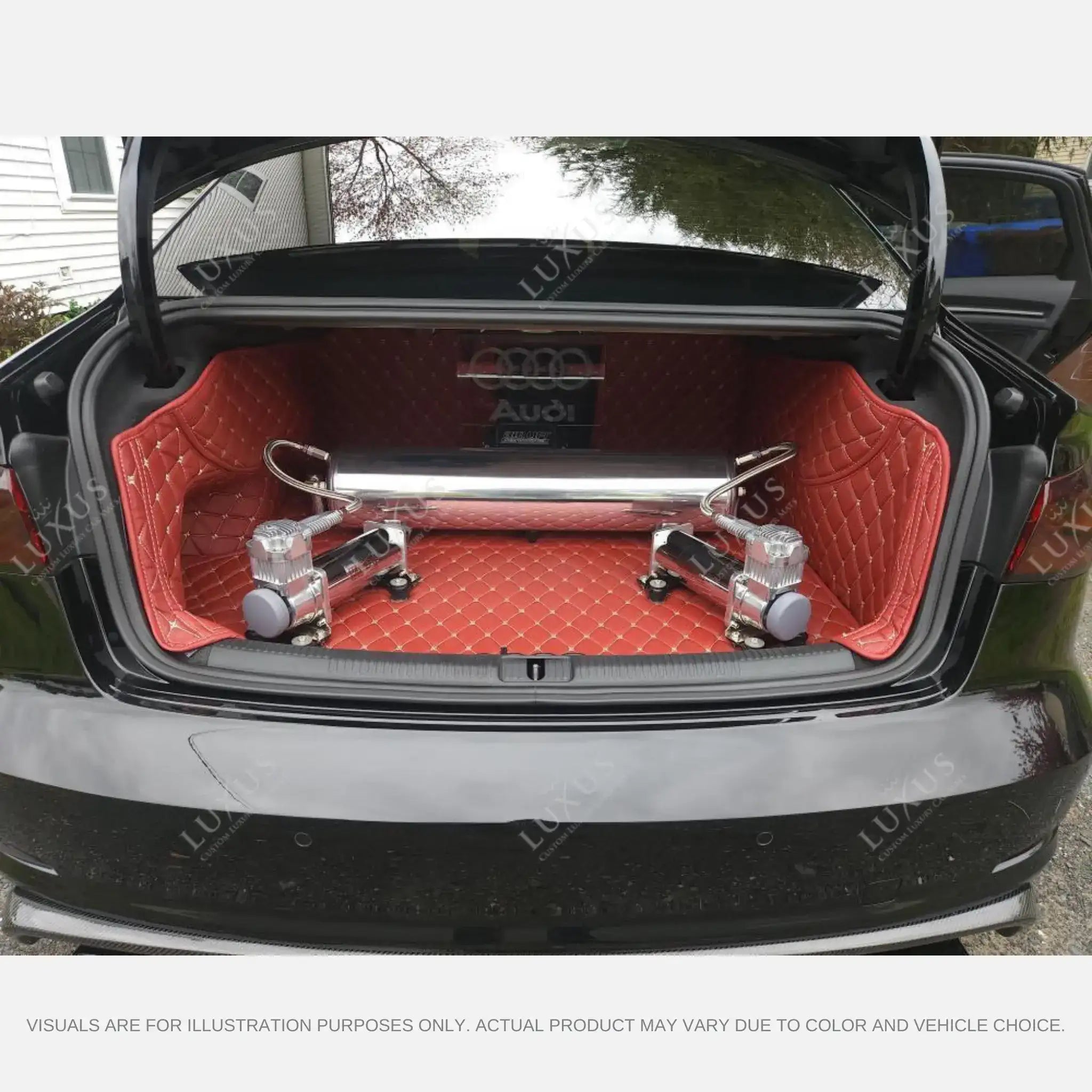 Luxus Car Mats™ – Kirschrote 3D-Luxus-Leder-Kofferraum-/Kofferraummatte
