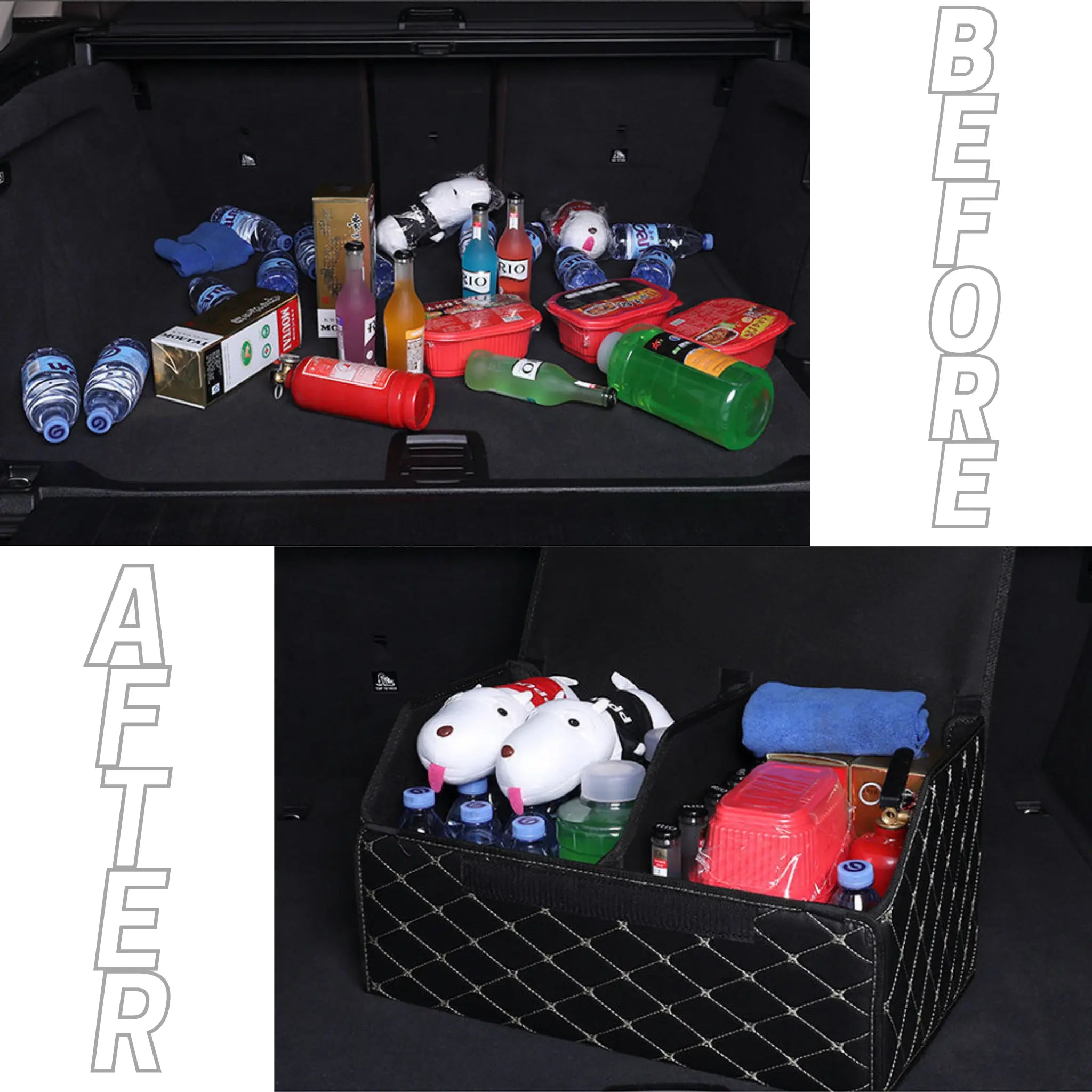 Black & Red Stitching Diamond Trunk Organizer