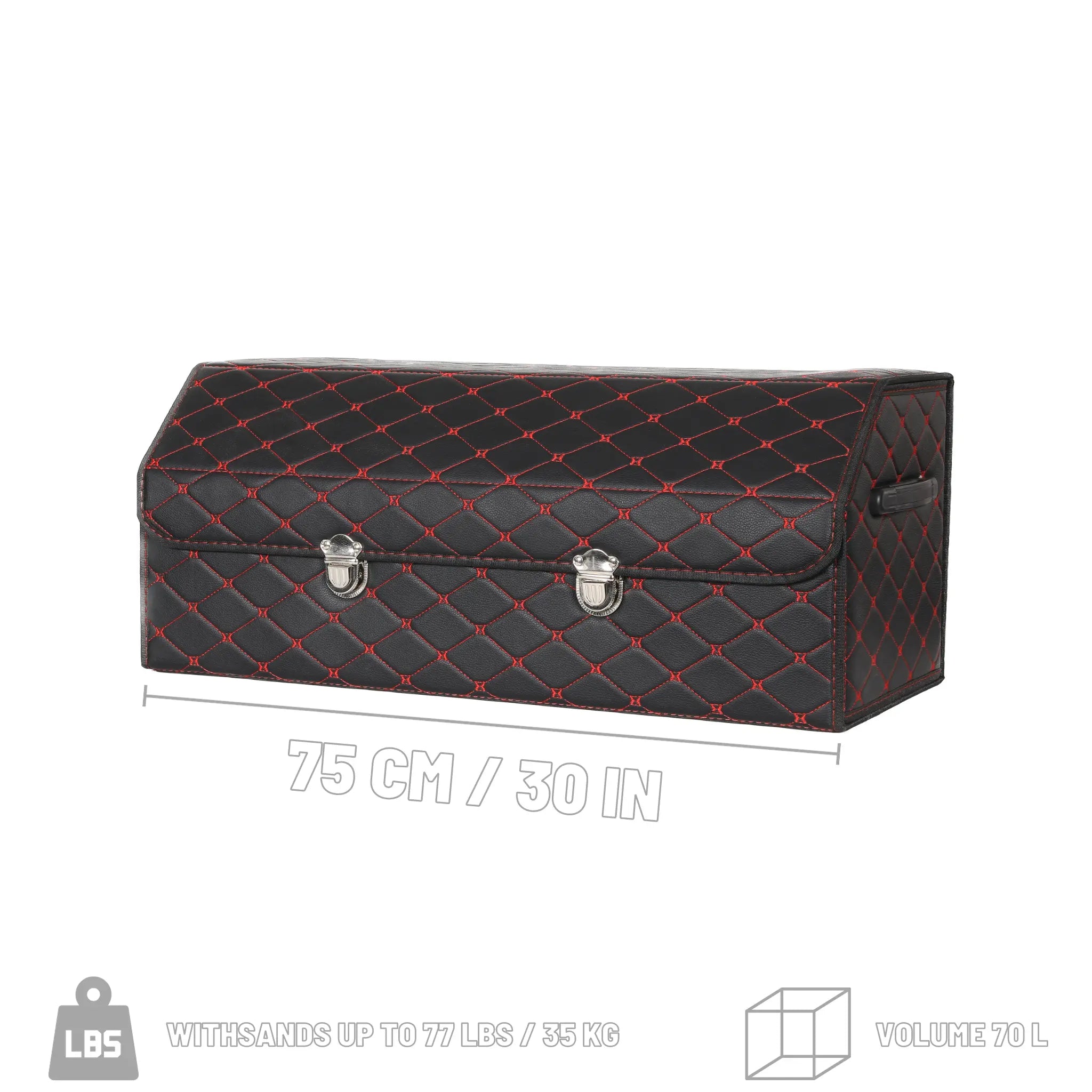 Black & Red Stitching Diamond Trunk Organizer