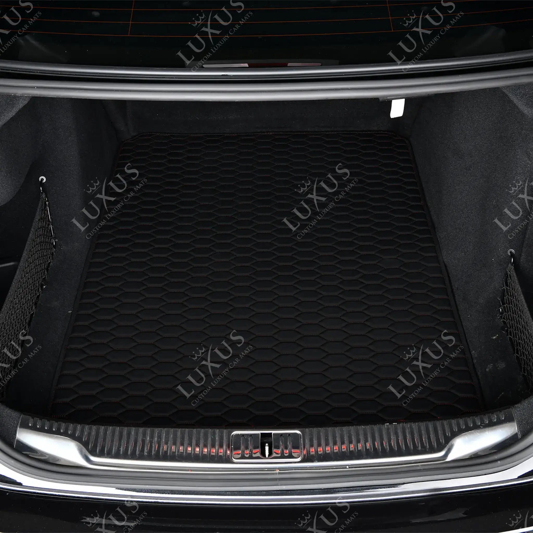 Luxus Premium Honeycomb Custom Base Trunk Liner | Black & Black Stitching