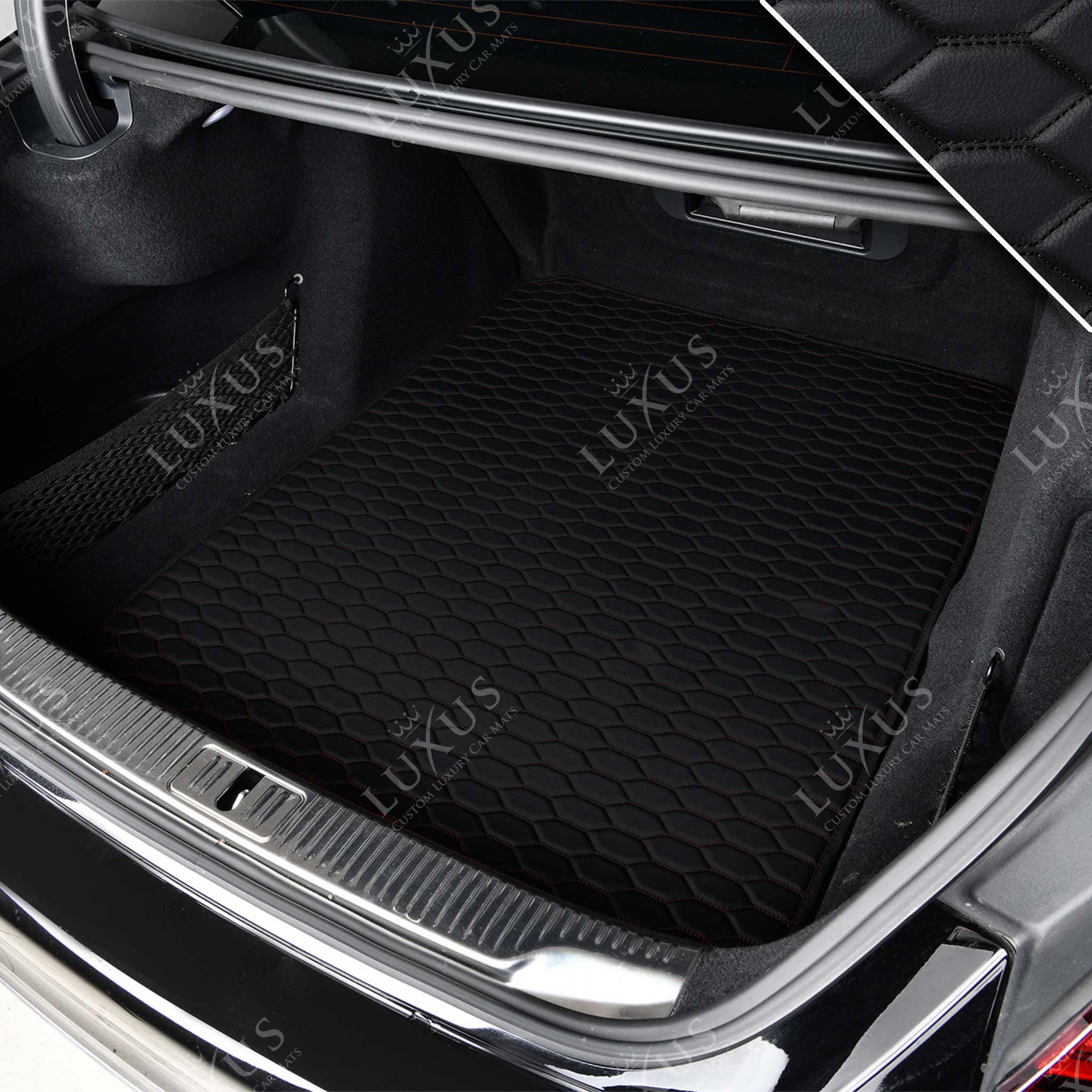 Luxus Premium Honeycomb Custom Base Trunk Liner | Black & Black Stitching