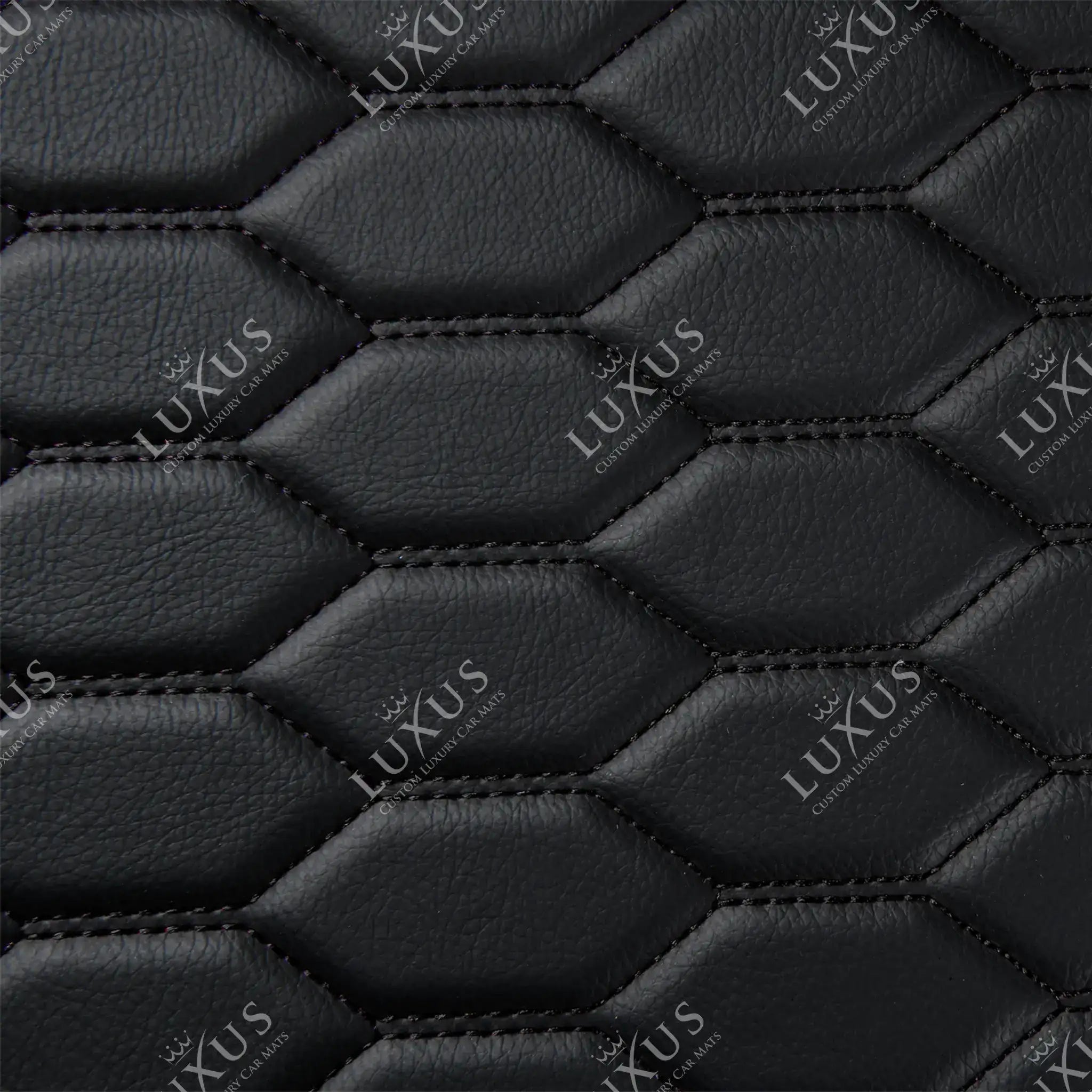 Luxus Premium Honeycomb Custom Car Mats Set | Black & Black Stitching