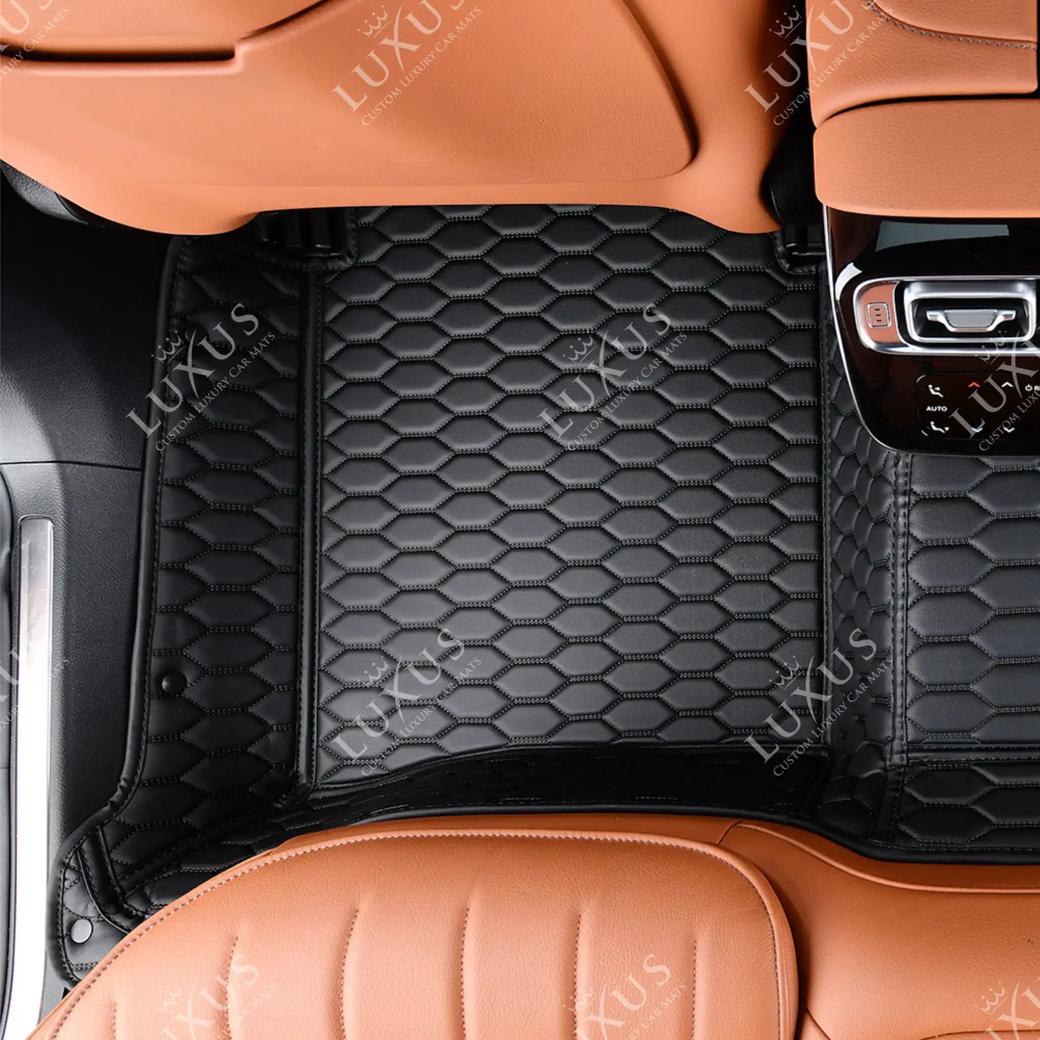 Luxus Premium Honeycomb Custom Car Mats Set | Black & Black Stitching