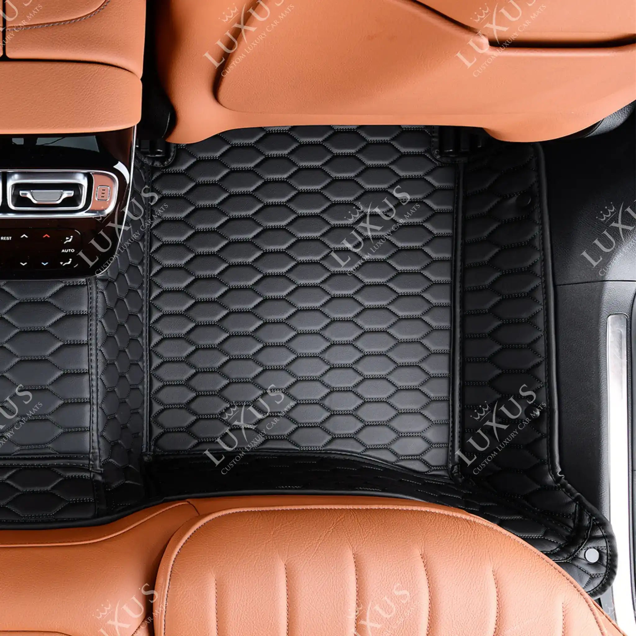 Luxus Premium Honeycomb Custom Car Mats Set | Black & Black Stitching