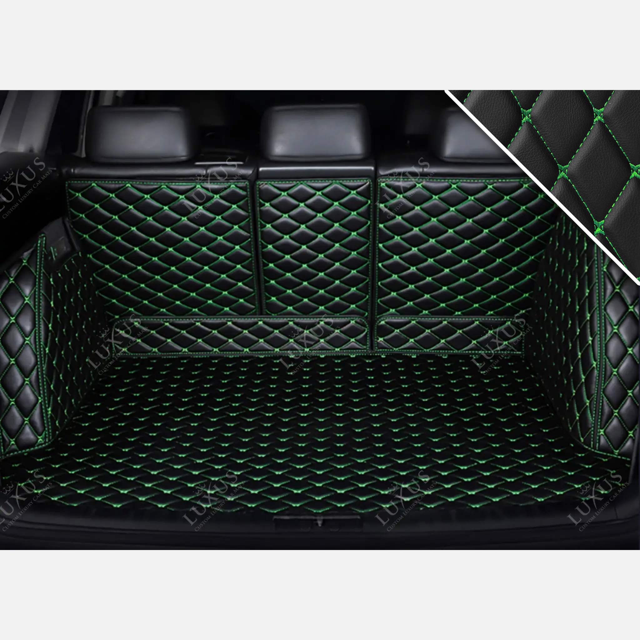 Luxus 360Fit Premium Diamond Custom Trunk Liner | Black & Green Stitching