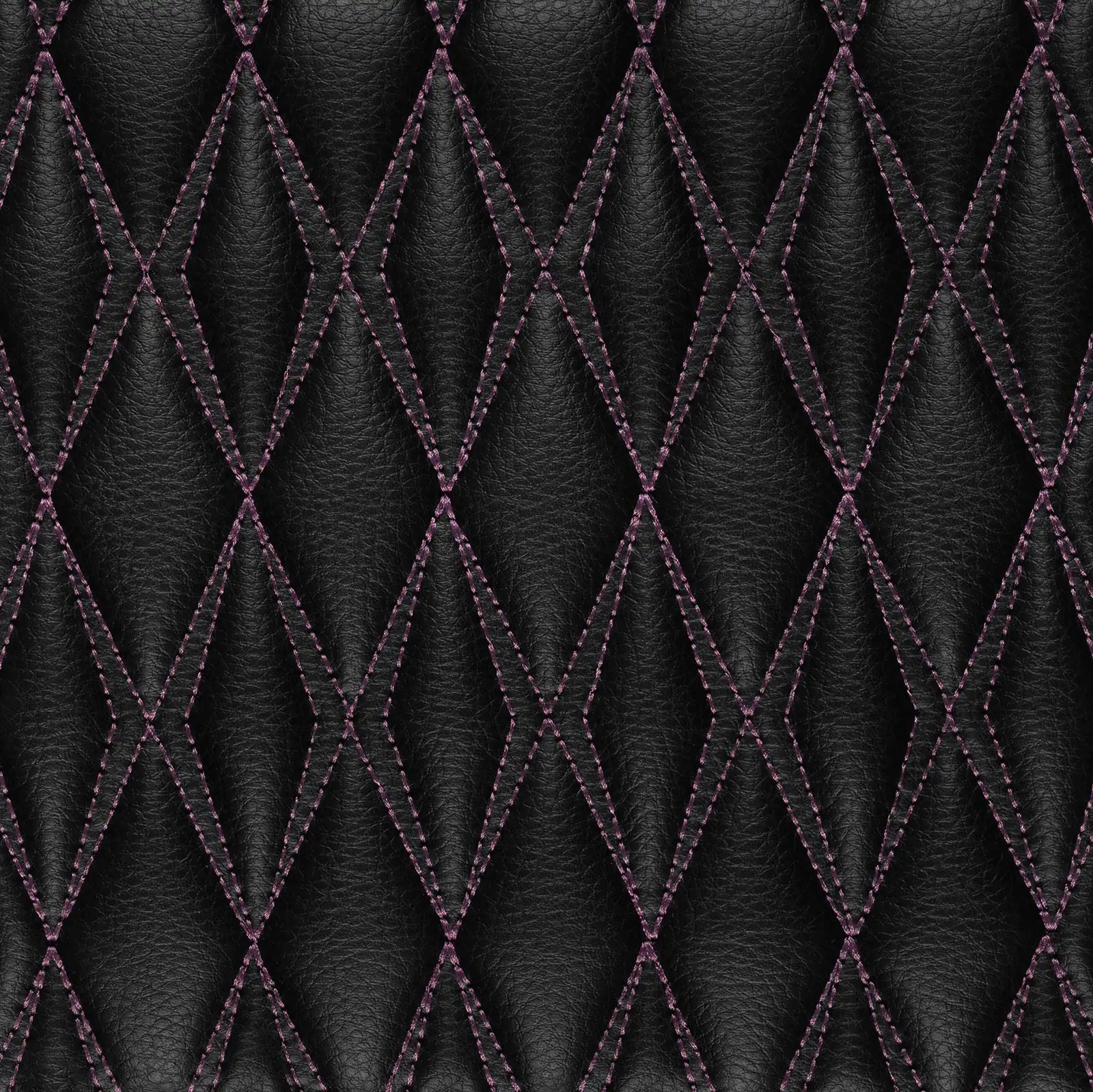 Luxus Twin-Diamond Double Layer Series Floor Mats | Black & Purple Stitching & Cognac Tan Top Carpet