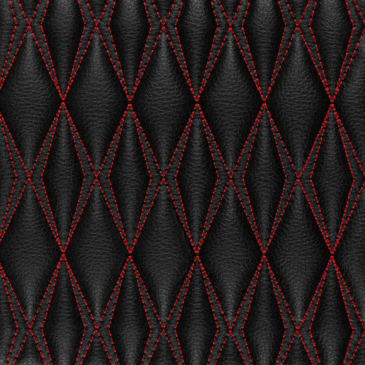Luxus Twin-Diamond Double Layer Series Floor Mats | Black & Red Stitching & Rosso Corsa Top Carpet
