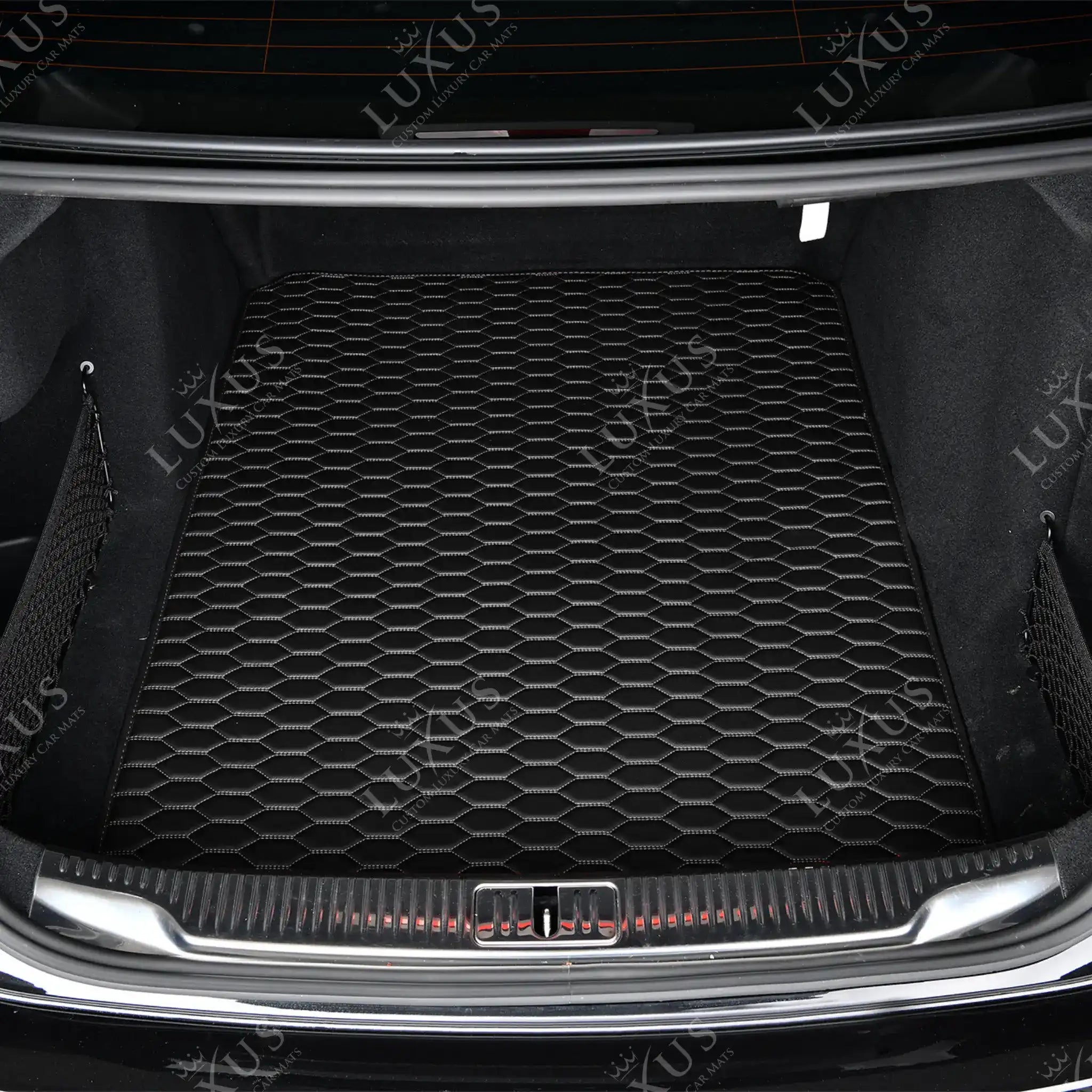 Luxus Premium Honeycomb Custom Base Trunk Liner | Black & White Stitching