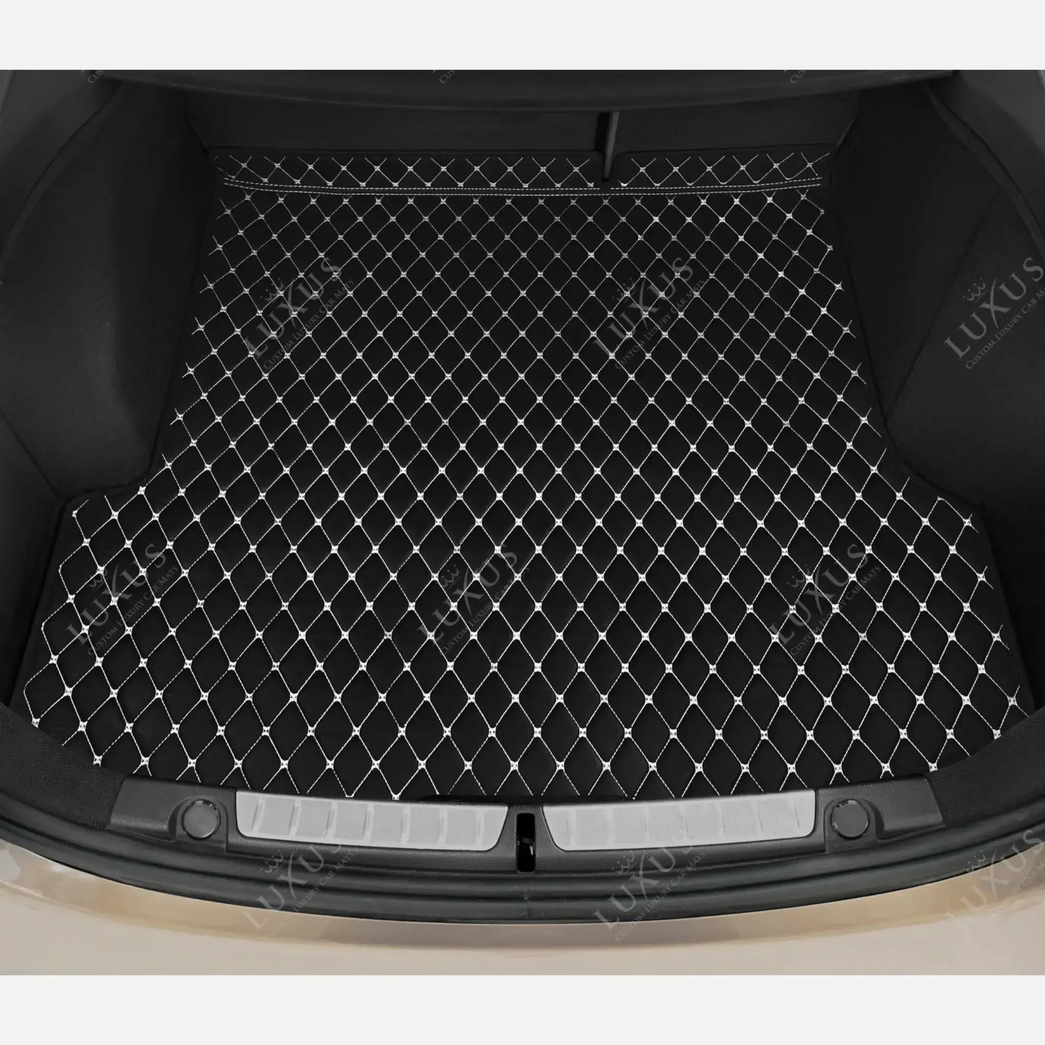 Black & White Stitching Diamond Luxury Boot/Trunk Mat