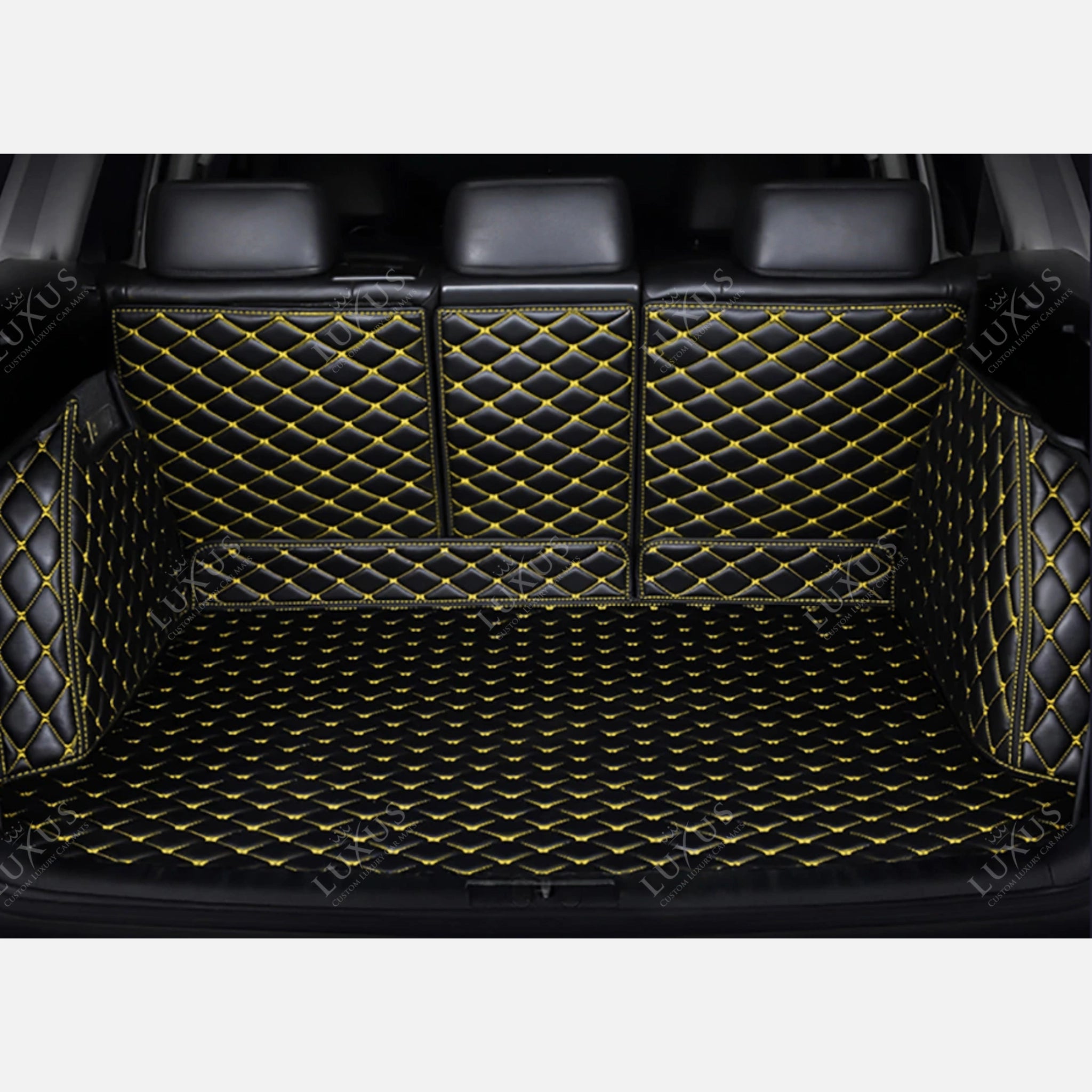 Luxus 360Fit Premium Diamond Custom Trunk Liner | Black & Yellow Stitching