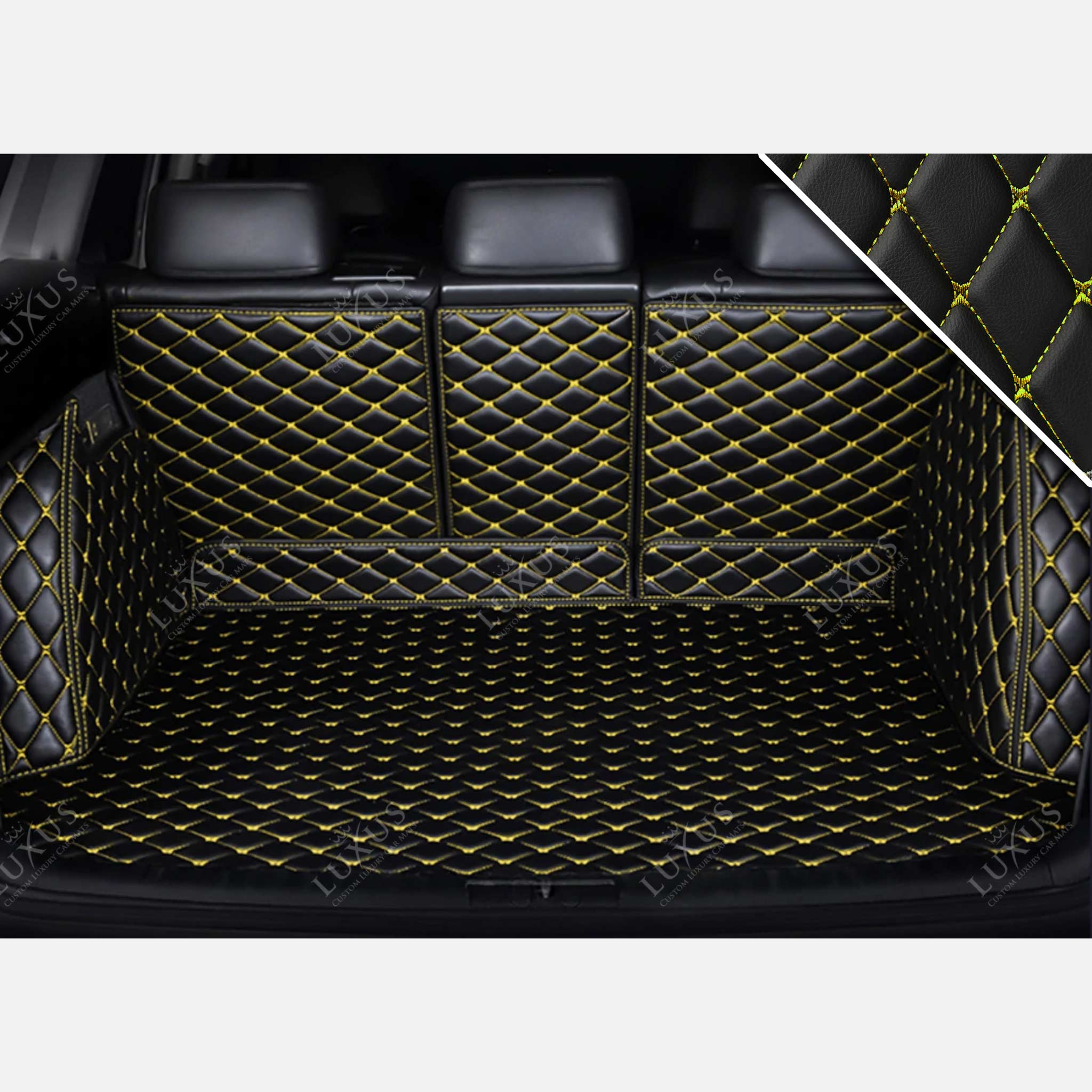 Luxus 360Fit Premium Diamond Custom Trunk Liner | Black & Yellow Stitching