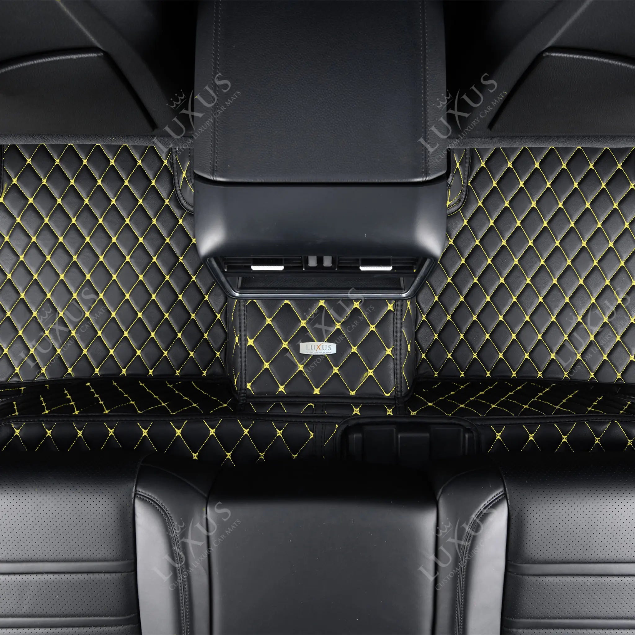 Black & Yellow Stitching Diamond Luxury Car Mats Set