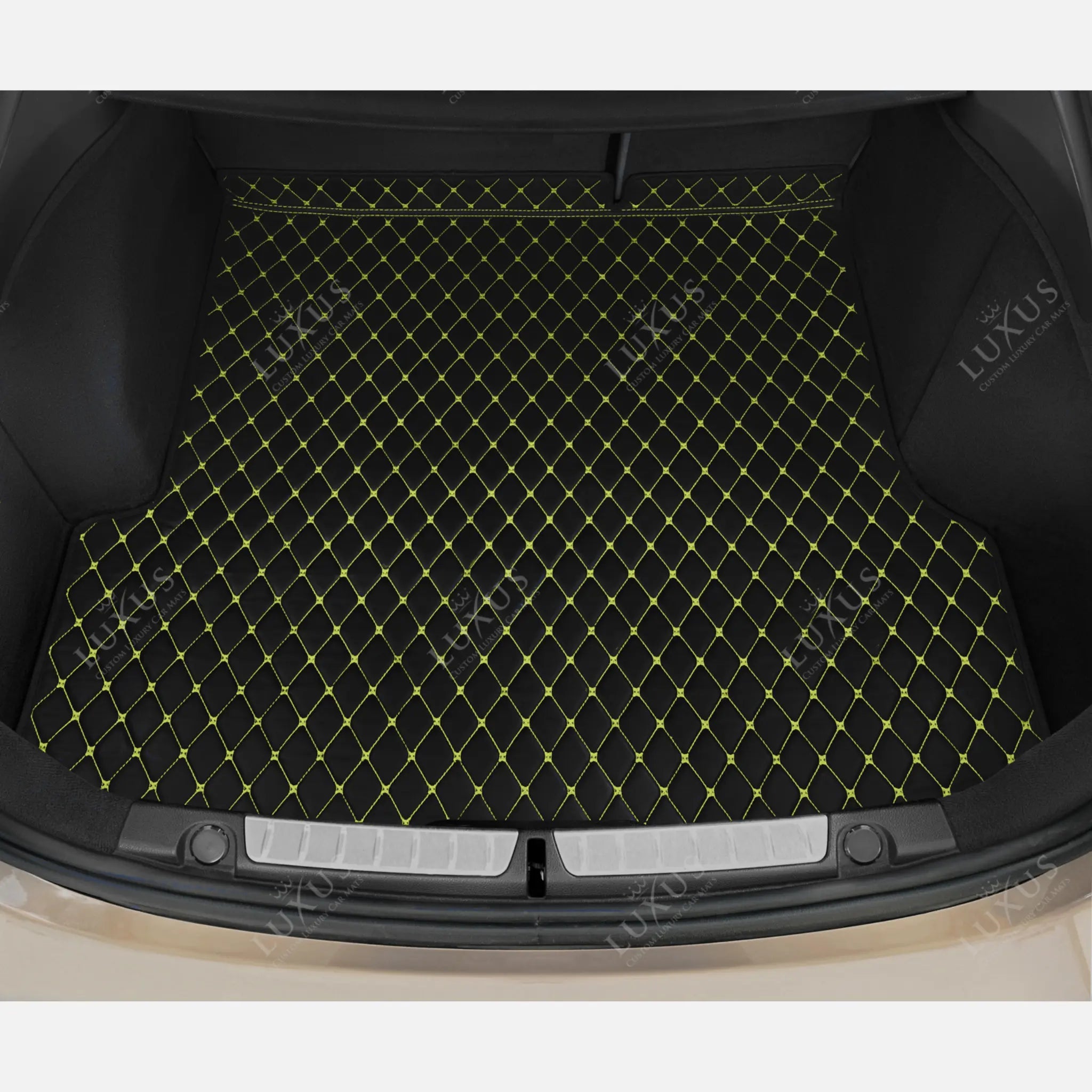 Black & Yellow Stitching Diamond Luxury Boot/Trunk Mat